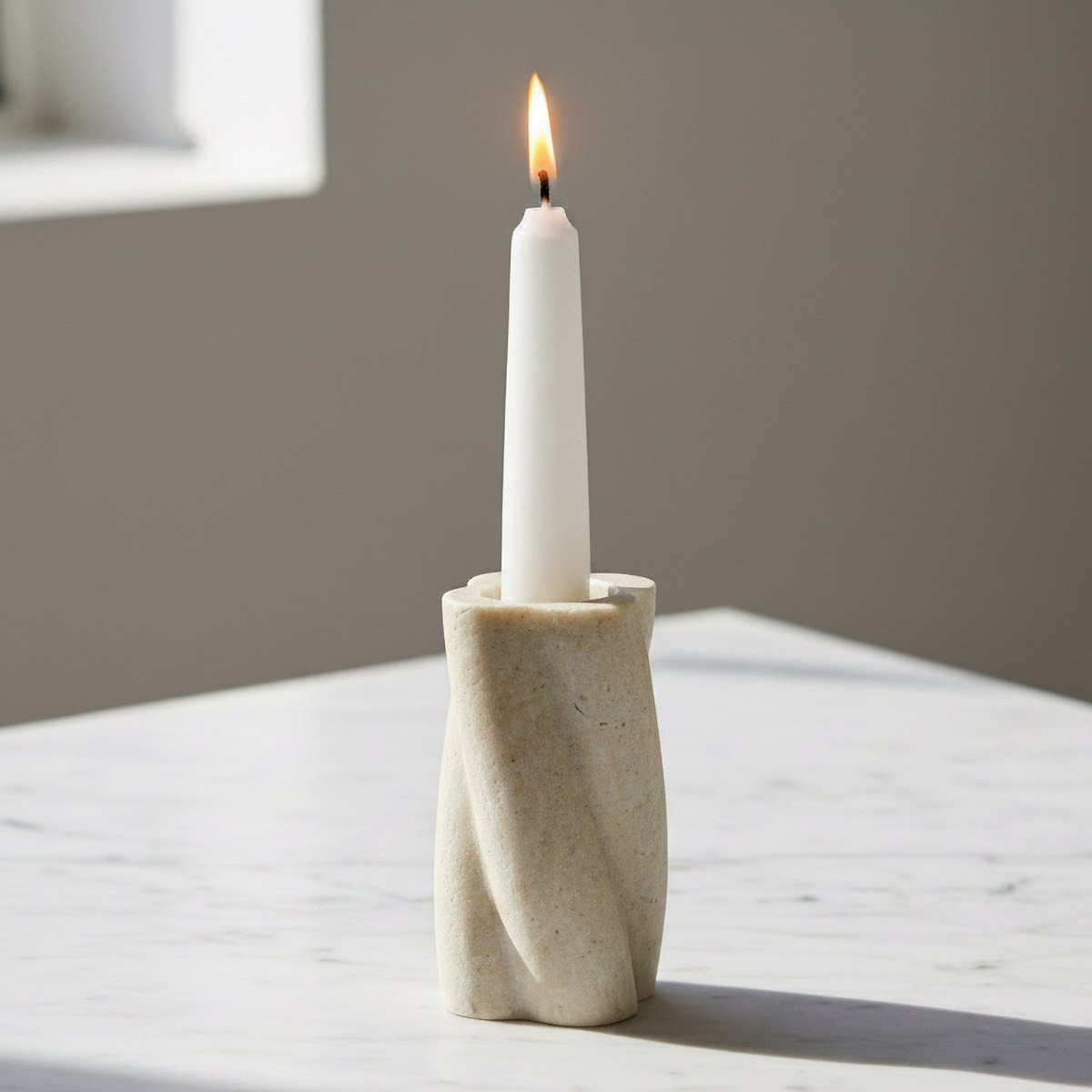 Fresco Idris Decorative Resin Taper Candleholder - 7.1x7.1x13 cm-hbxlivingroom-decorandaccessories-candleholders-image-2