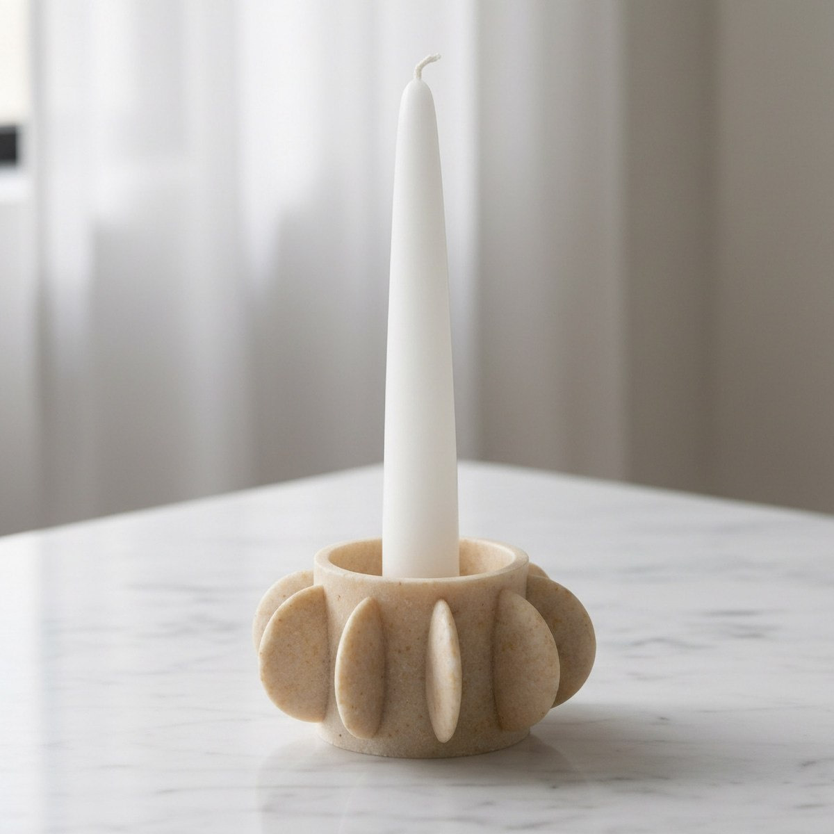 Fresco Idris Decorative Resin Taper Candleholder - 10x10x5 cm-hbxlivingroom-decorandaccessories-candleholders-image-1