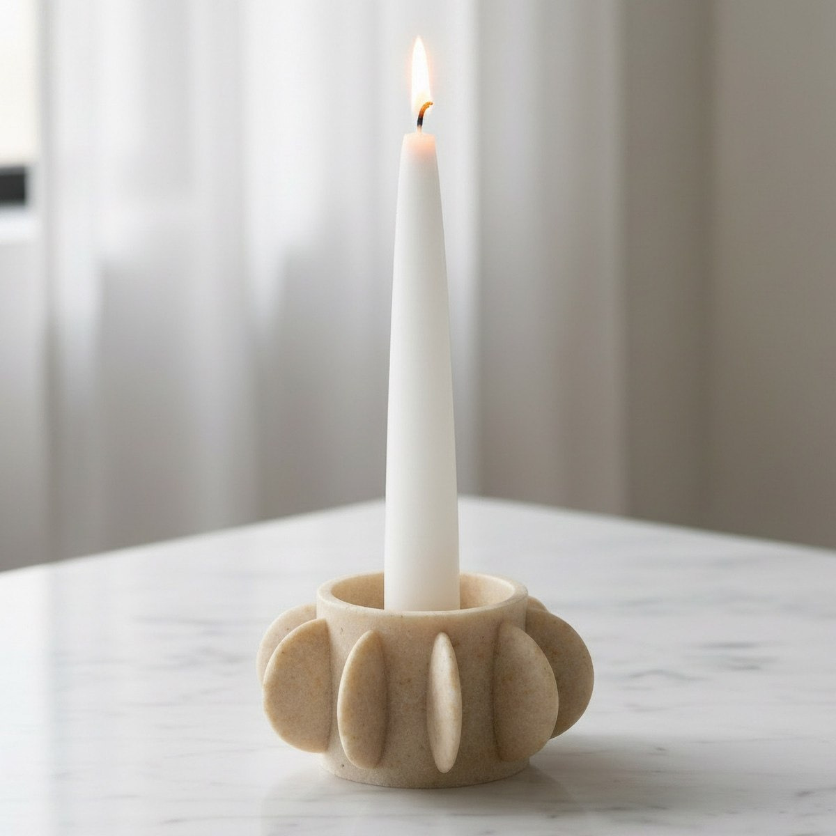 Fresco Idris Decorative Resin Taper Candleholder - 10x10x5 cm-hbxlivingroom-decorandaccessories-candleholders-image-2