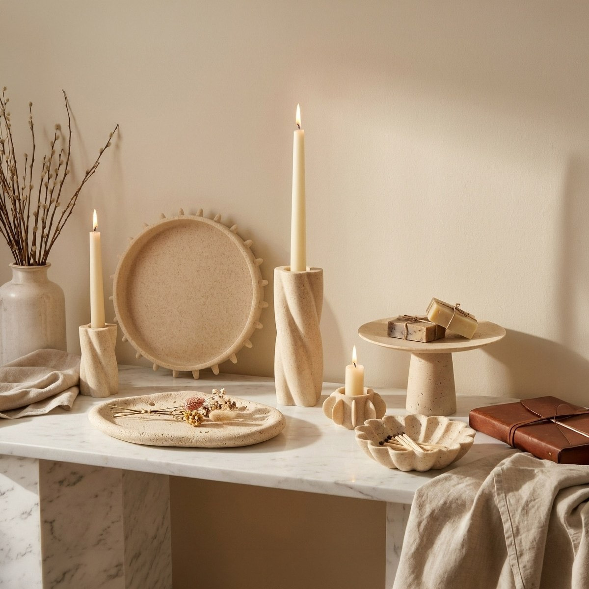 Fresco Idris Decorative Resin Taper Candleholder - 10x10x5 cm-hbxlivingroom-decorandaccessories-candleholders-image-5