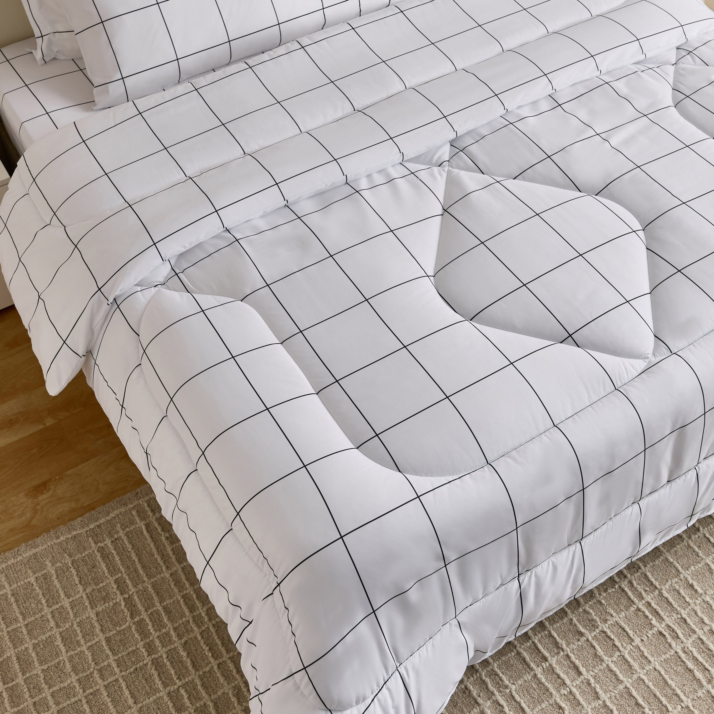 Hampton Check Microfiber Printed 6-Piece King BIAB Comforter Set - 220x240 cm-hbxhomeware-hbxbedroom-image-3
