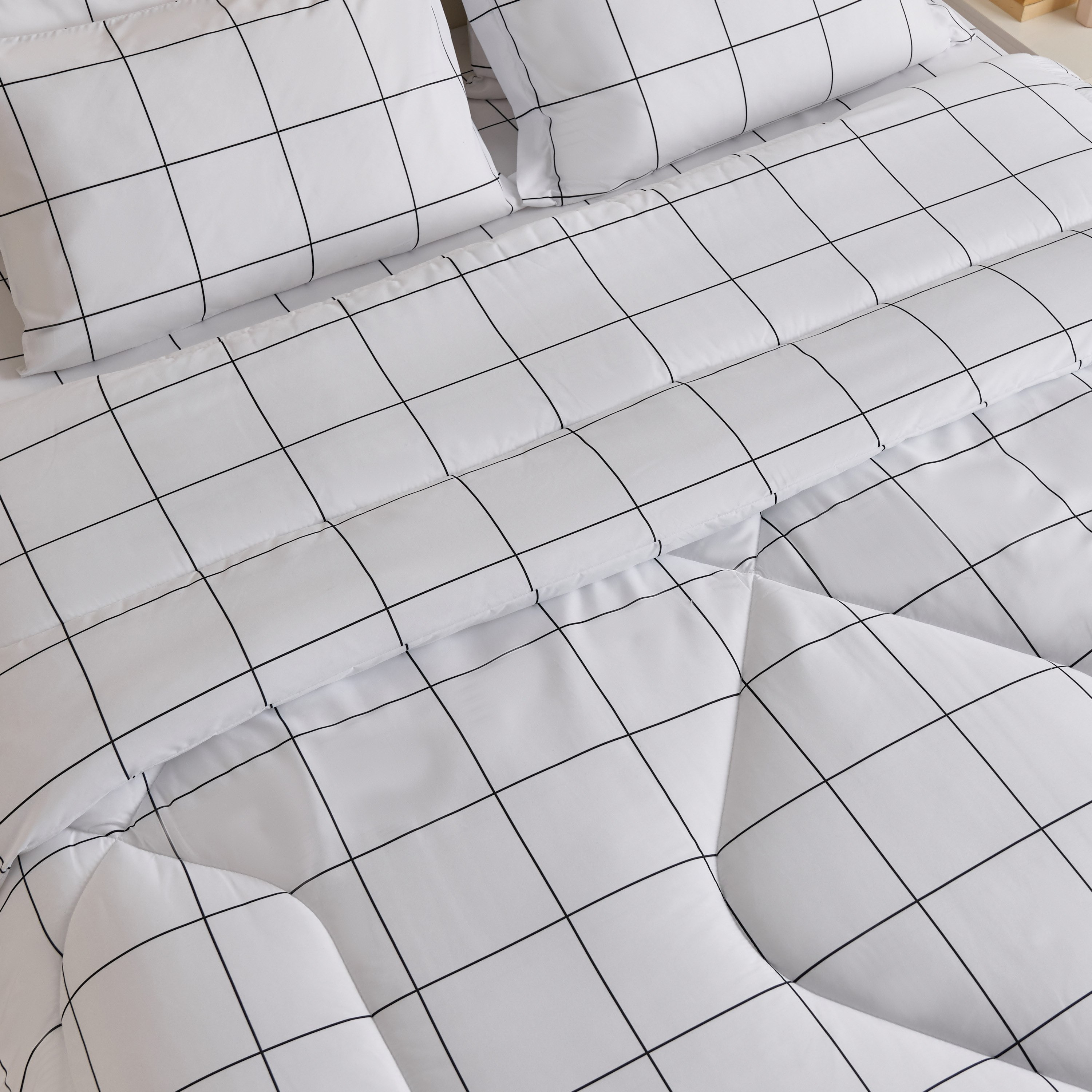 Hampton Check Microfiber Printed 6-Piece Super King BIAB Comforter Set - 240x260 cm-hbxhomeware-hbxbedroom-image-4