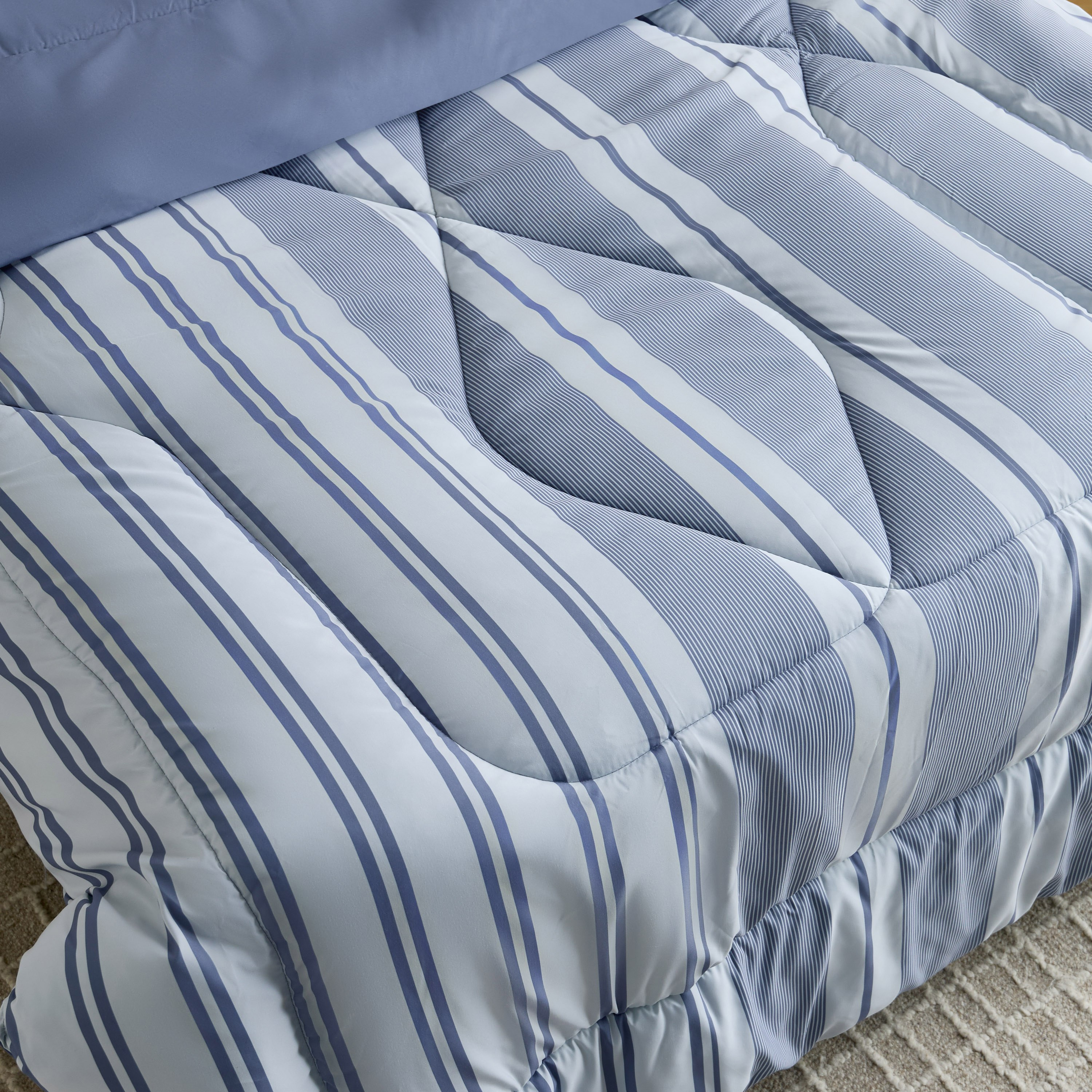 طقم لحاف توين بايب من الألياف الدقيقة بطبعات مخططة 6 قطع من هامبتون - 160x240 سم-hbxhomeware-hbxbedroom-image-3