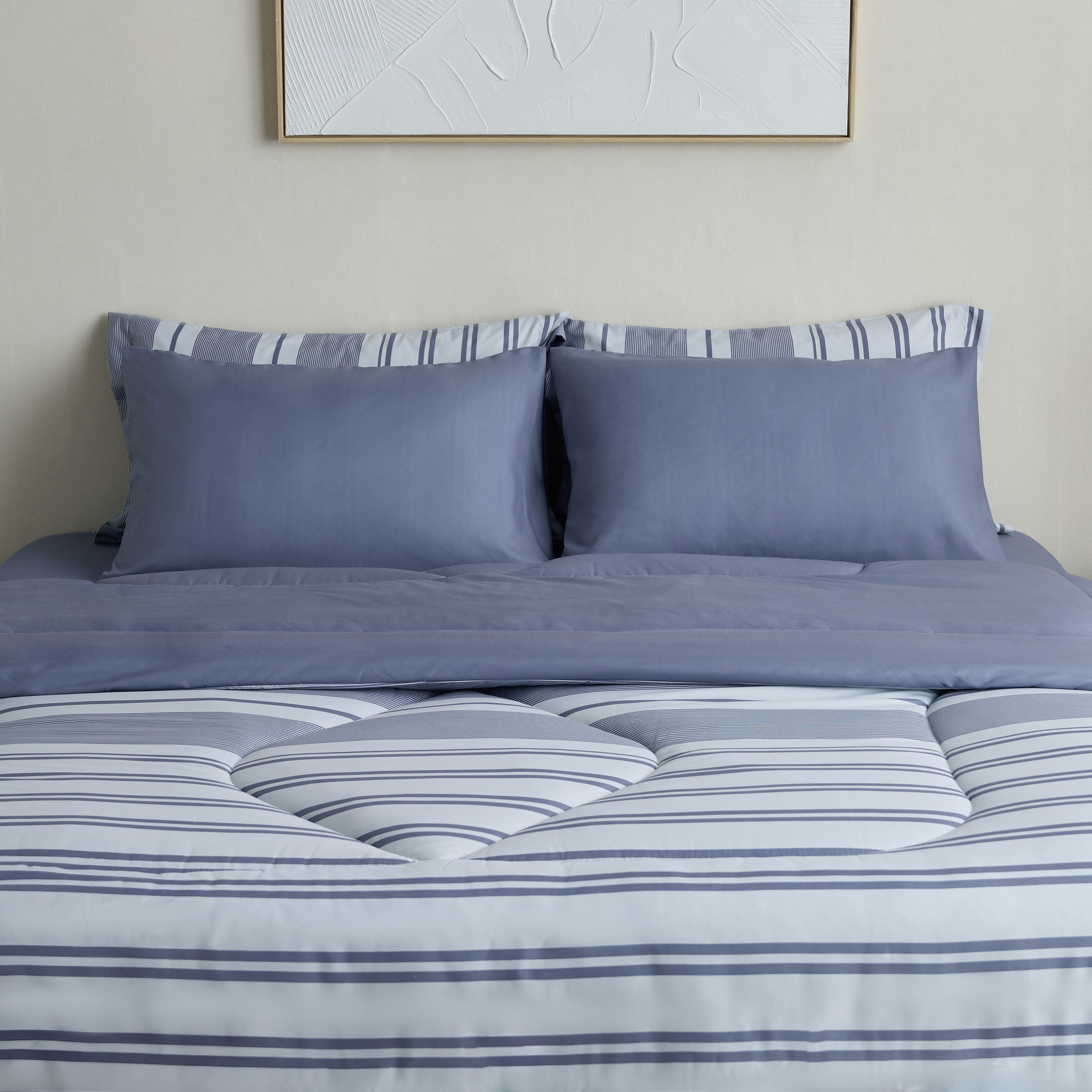 طقم لحاف ألياف دقيقة مقاس كينج مقلم 6 قطع بطبعات من هامبتون - 220x240 سم-hbxhomeware-hbxbedroom-image-2