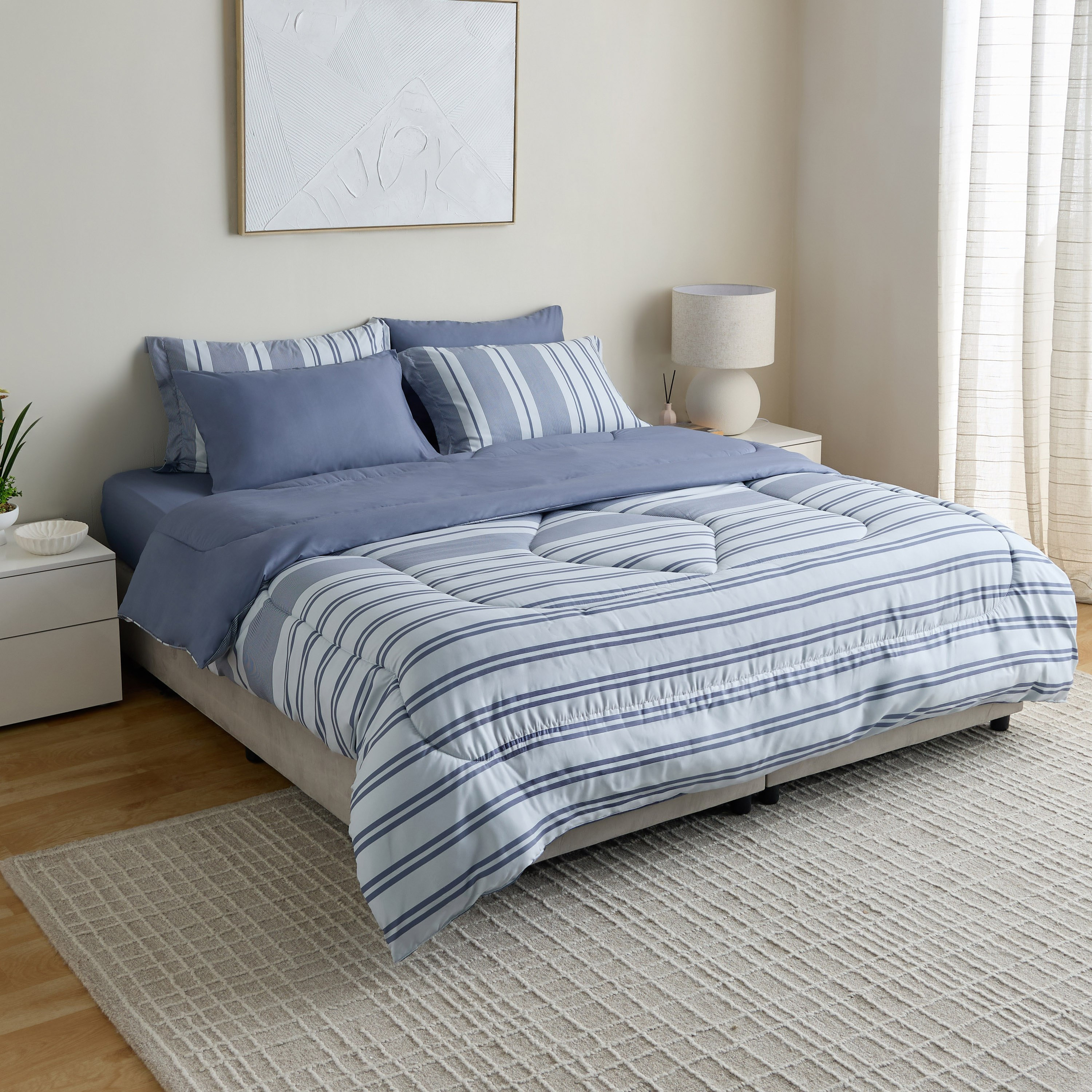 طقم لحاف ألياف دقيقة مقاس كينج مقلم 6 قطع بطبعات من هامبتون - 220x240 سم-hbxhomeware-hbxbedroom-image-9