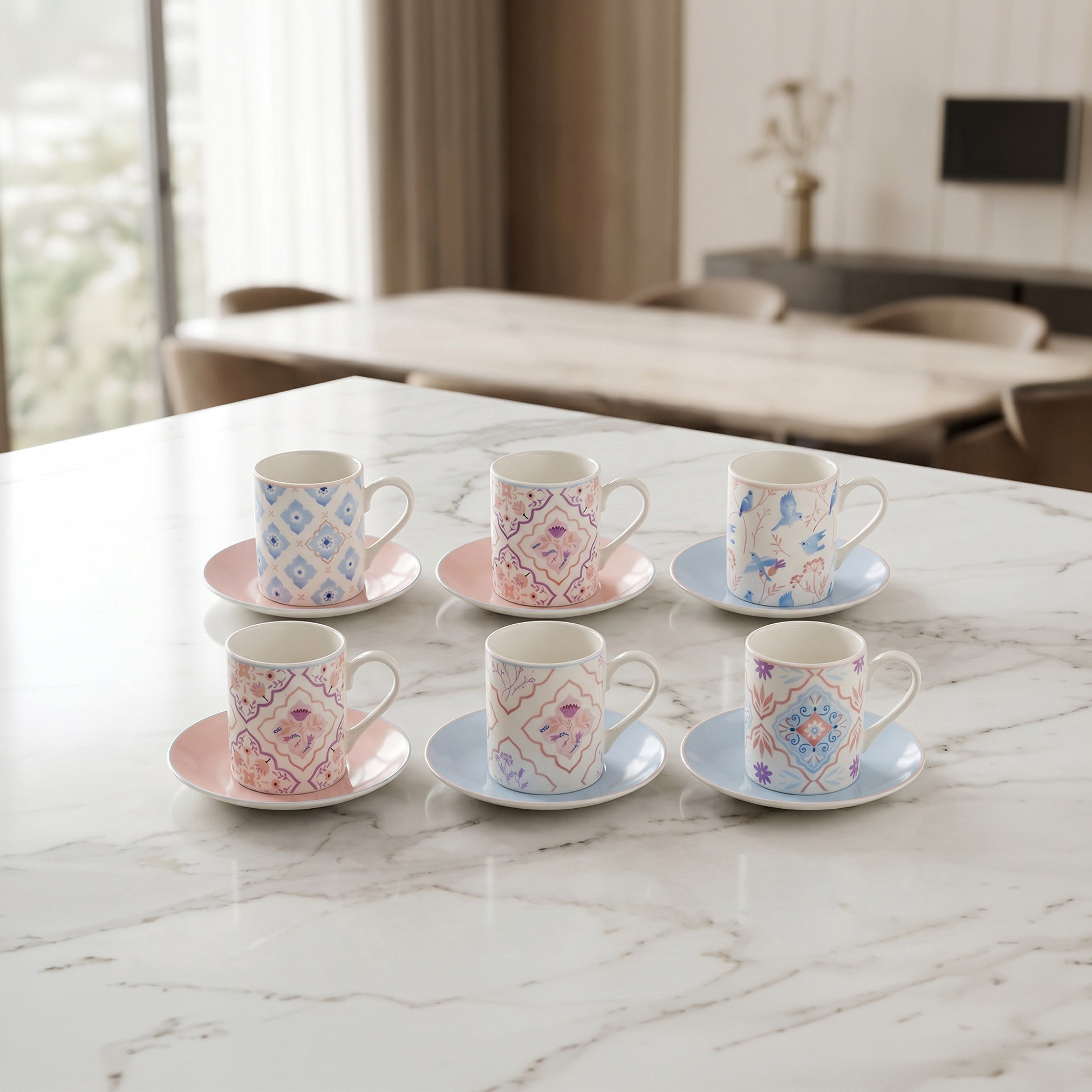 Zahra Pastel 12-Piece Espresso Set - 90 ml-hbxhomeware-diningandtabletop-coffeeandteasets-image-1