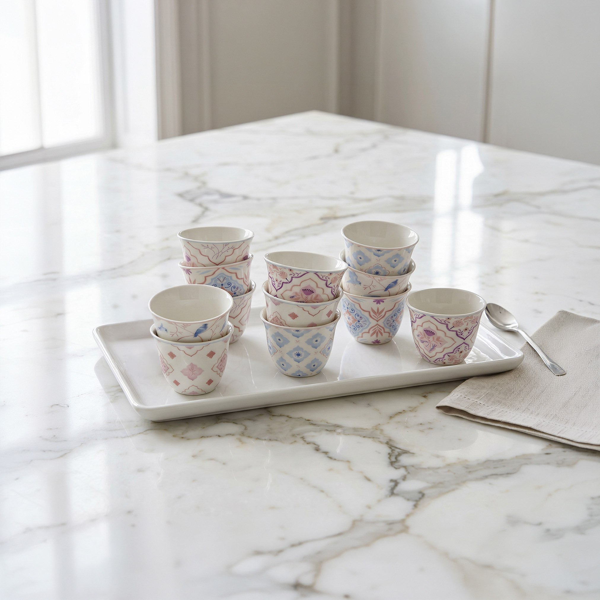 Zahra Pastel 12-Piece Kahwa Set - 80 ml-hbxhomeware-diningandtabletop-coffeeandteasets-image-1