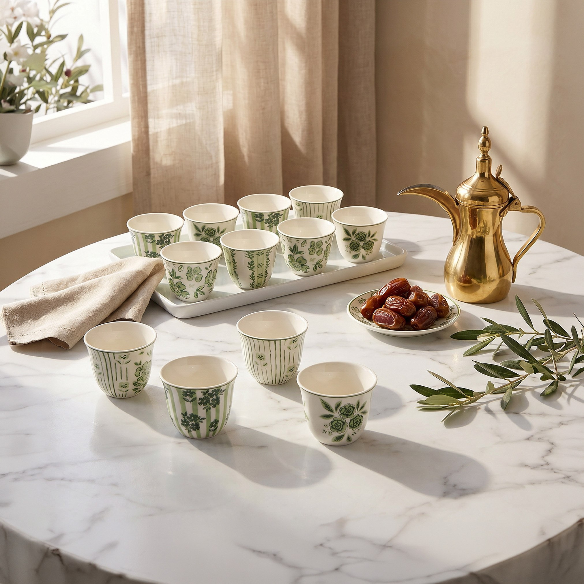 Zahra 12-Piece Gardenia Kahwa Set - 80 ml-hbxhomeware-diningandtabletop-coffeeandteasets-image-4