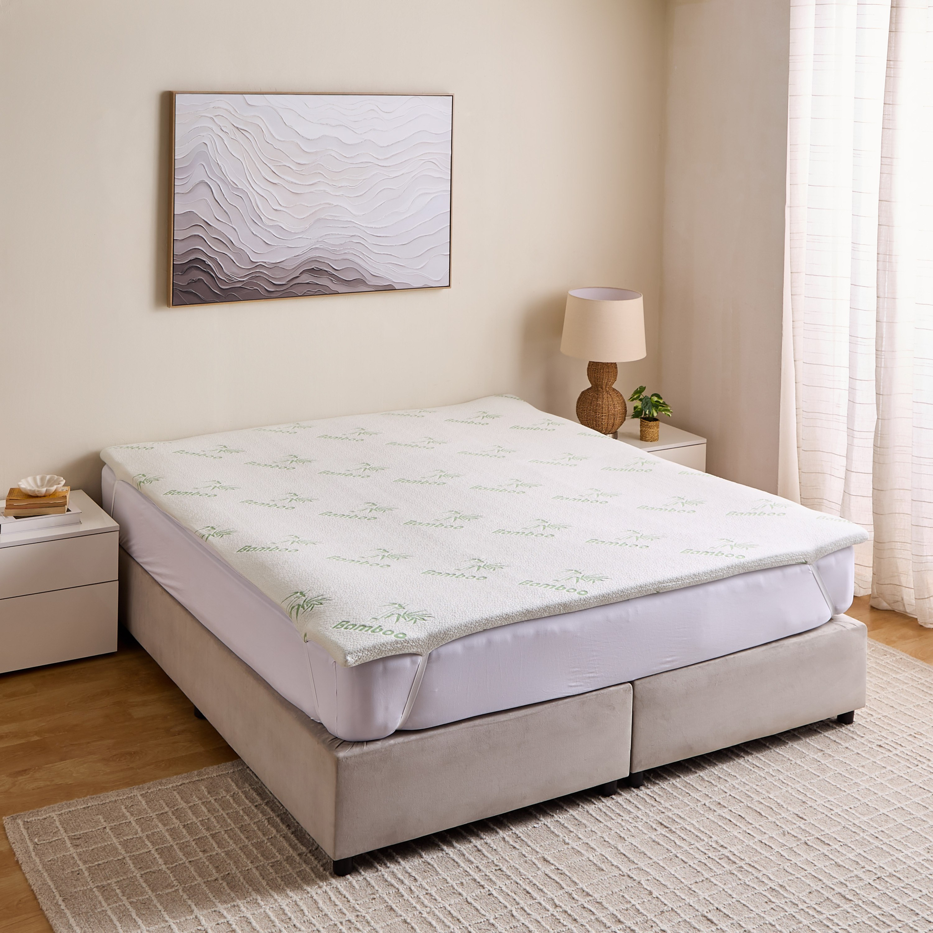 Bamboo Memory Foam Single Mattress Topper - 90x200x4 cm-hbxhomeware-hbxkidsandyouth-image-1