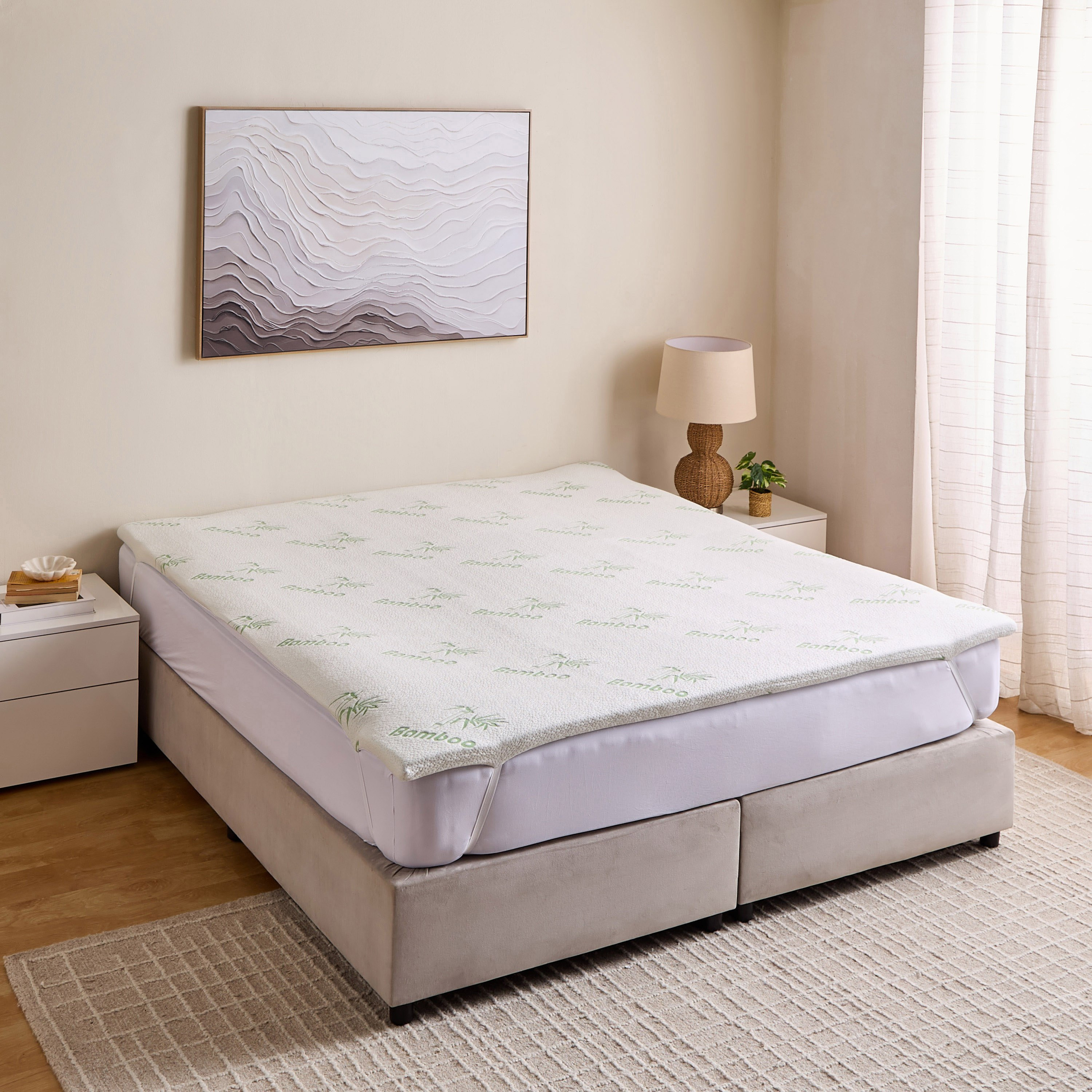 Bamboo Memory Foam Queen Mattress Topper - 150x200+4 cm-hbxhomeware-hbxbedroom-image-1