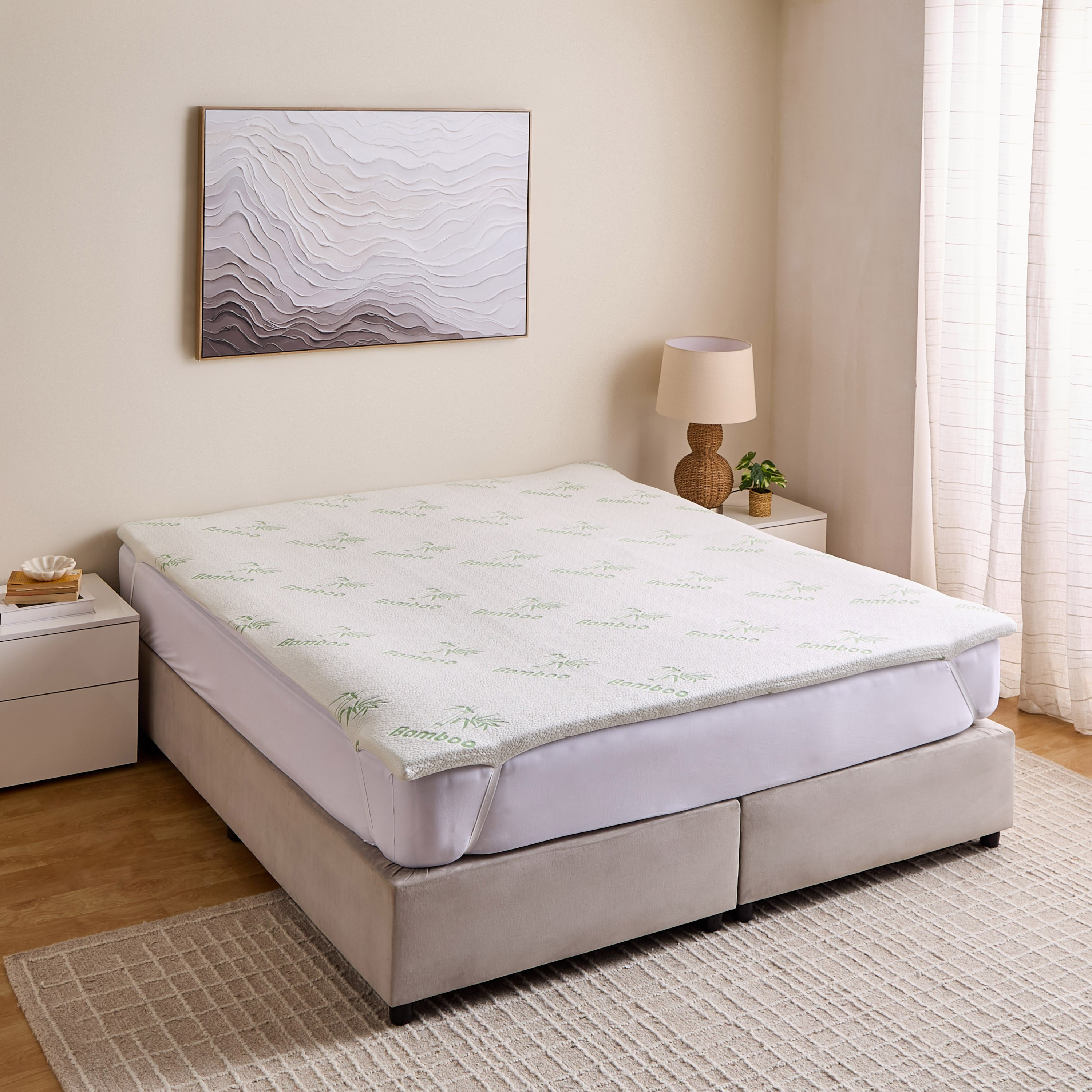 Bamboo Memory Foam King Mattress Topper - 180x200+4 cm-hbxhomeware-hbxbedroom-image-1