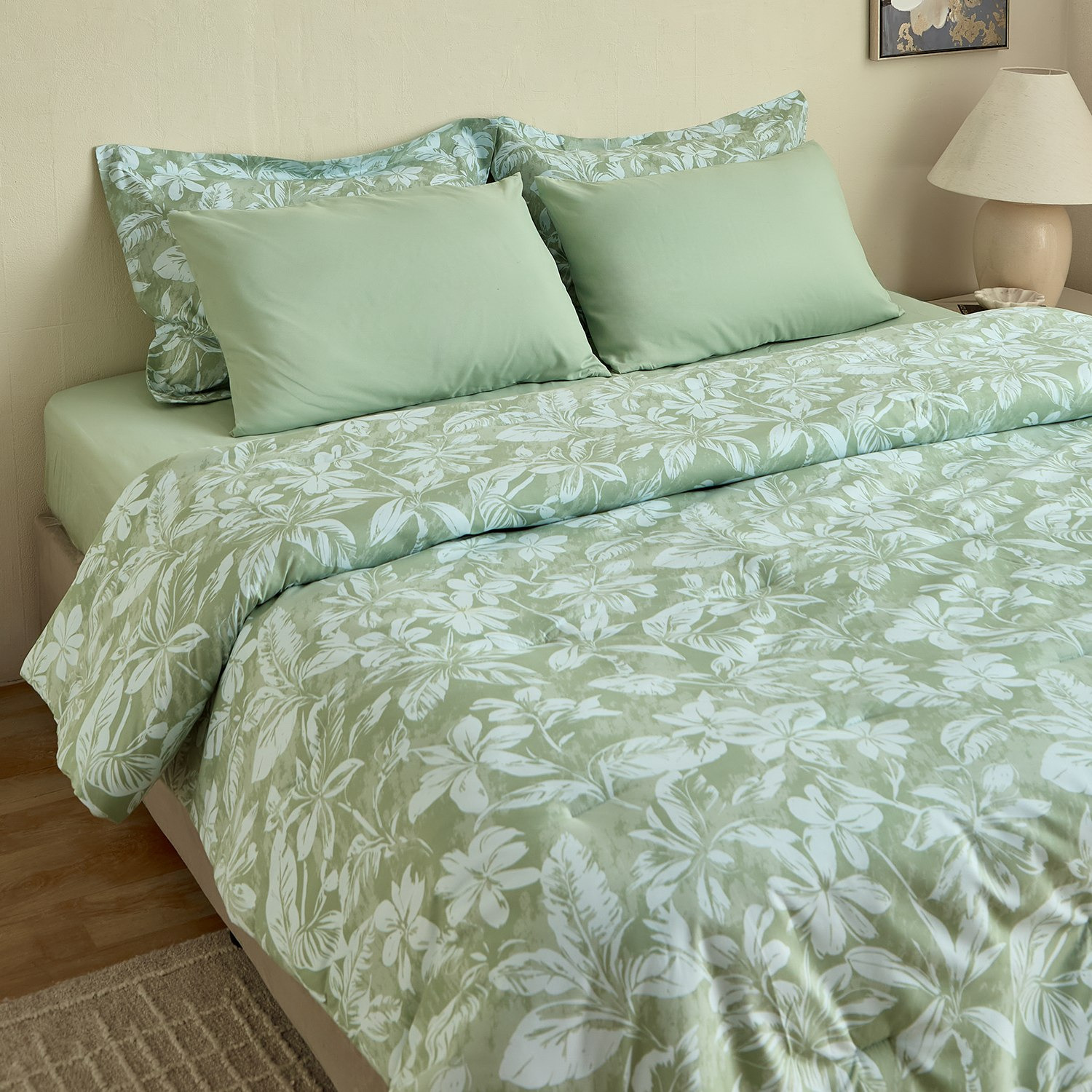 Hampton 6-Piece Microfibre Printed Twin Comforter Set - 160x220 cm-hbxhomeware-hbxbedroom-image-1