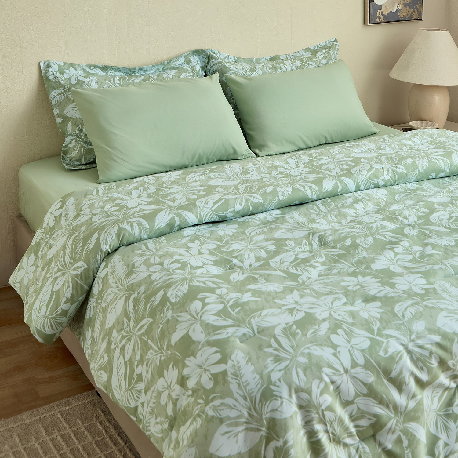 Hampton Oasis 6-Piece Microfibre Printed Super King Comforter Set - 240x260 cm-hbxhomeware-hbxbedroom-image-1