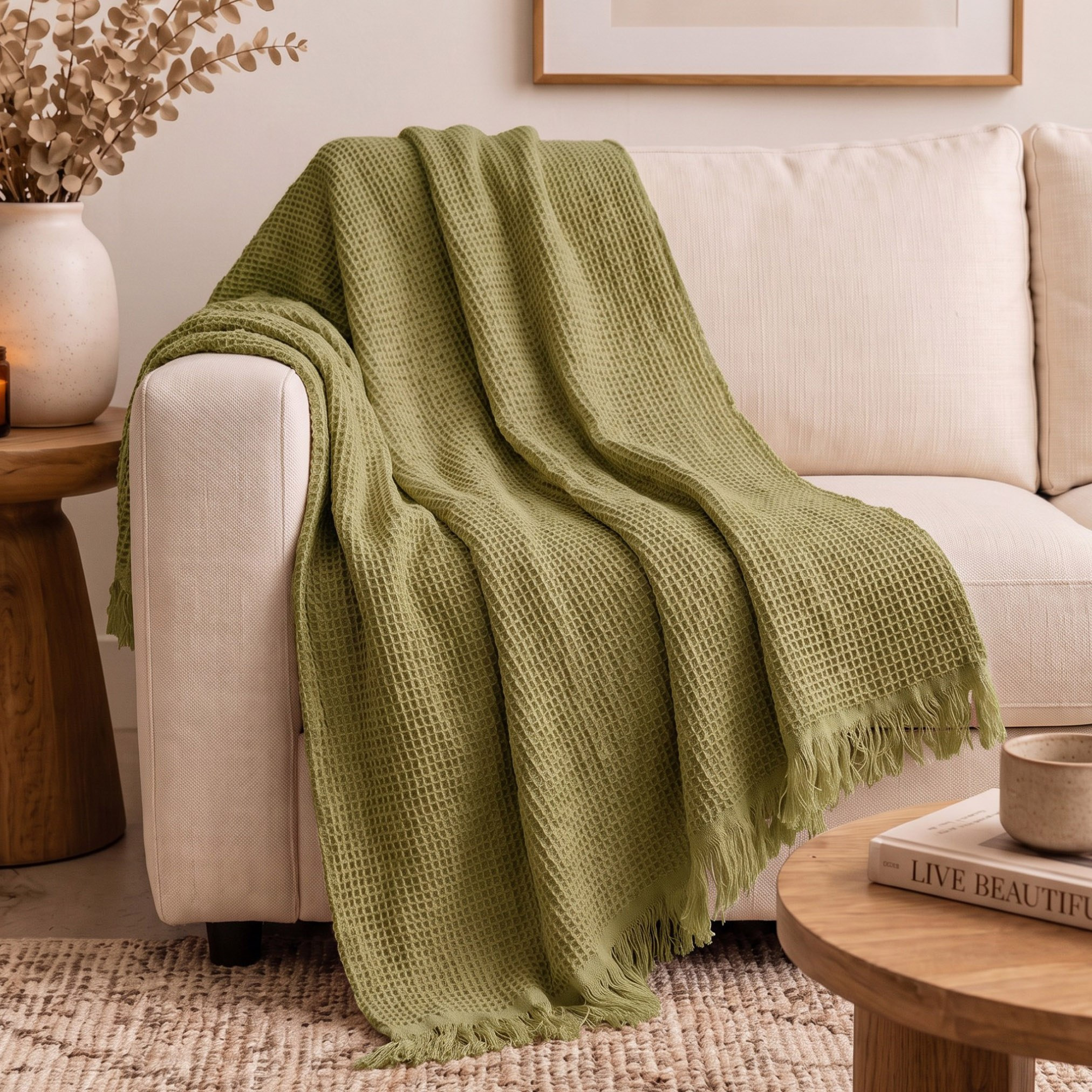 بطانية خفيفة سادة أكريليك بتصميم وافل من ماديسون - 130x170 سم-hbxhomeware-hbxbedroom-image-1