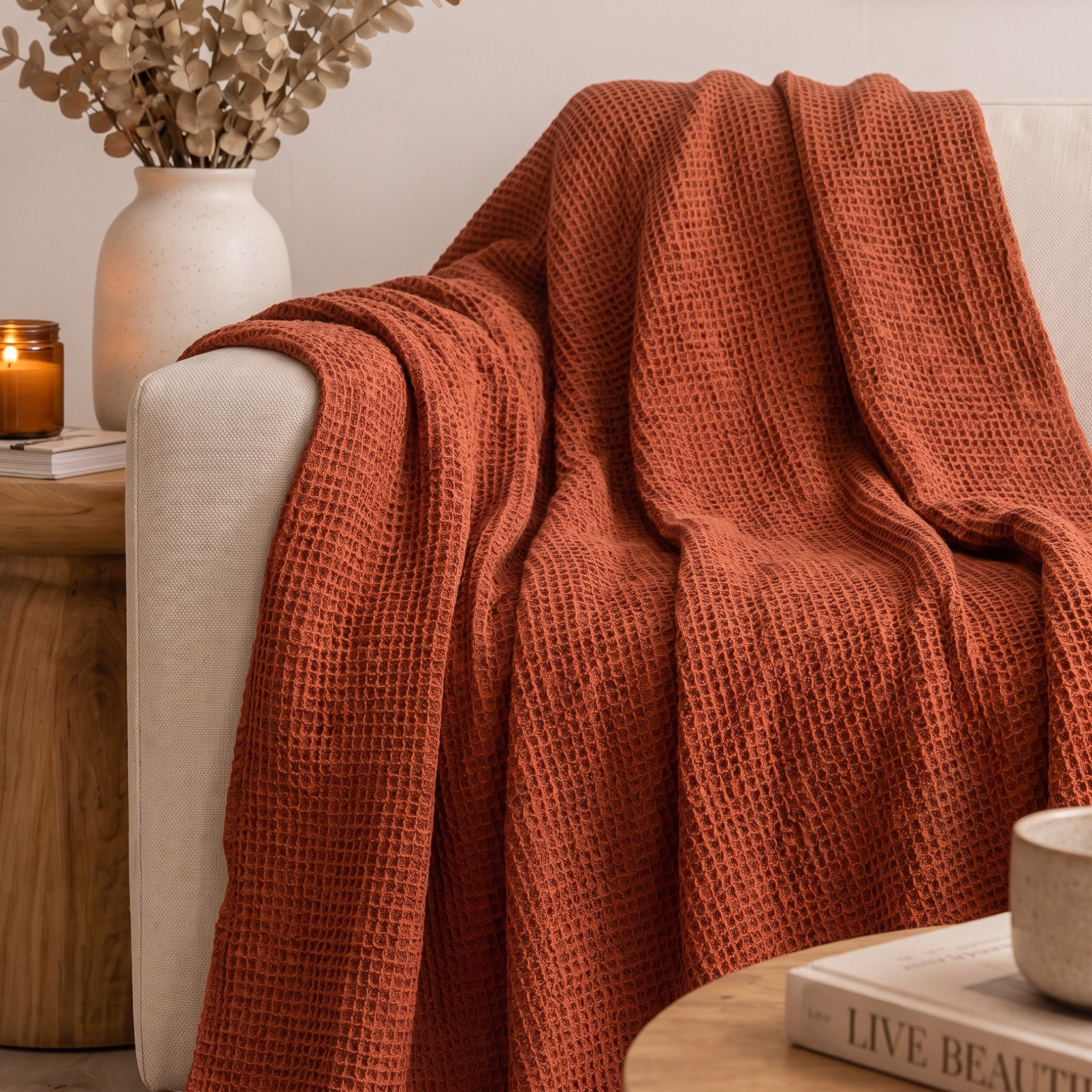 بطانية خفيفة سادة أكريليك بتصميم وافل من ماديسون - 130x170 سم-hbxhomeware-hbxbedroom-image-2
