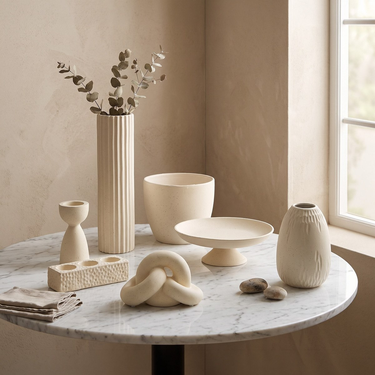 Umber Sansa Riwaq Ceramic Decorative Vase - 13.5x13.5x57.5 cm-hbxbedroom-decorandaccessories-vases-image-4