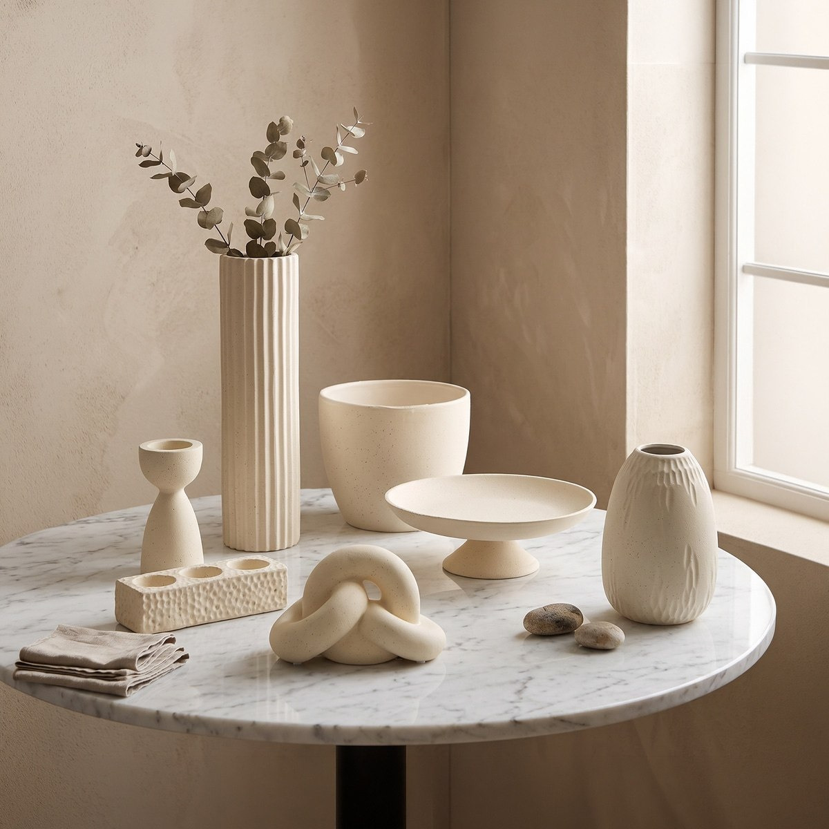 Sansa Riwaq Umber Ceramic Decorative Vase - 13.5x13.5x20 cm-hbxbedroom-decorandaccessories-vases-image-4