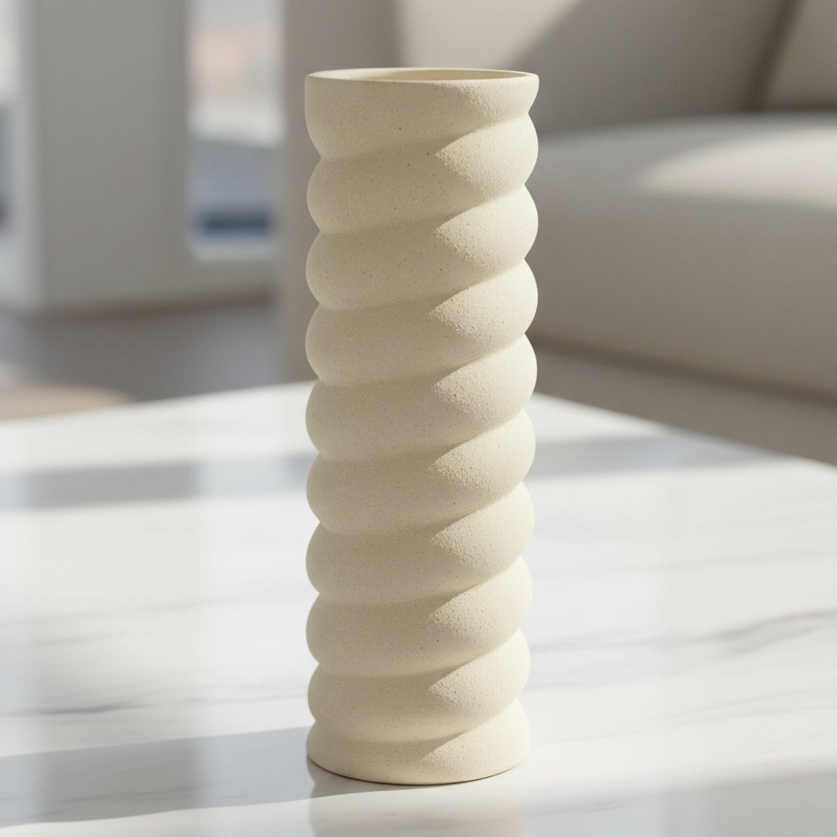 Sansa Riwaq Umber Ceramic Decorative Vase - 12x12x34.5 cm-hbxbedroom-decorandaccessories-vases-image-1