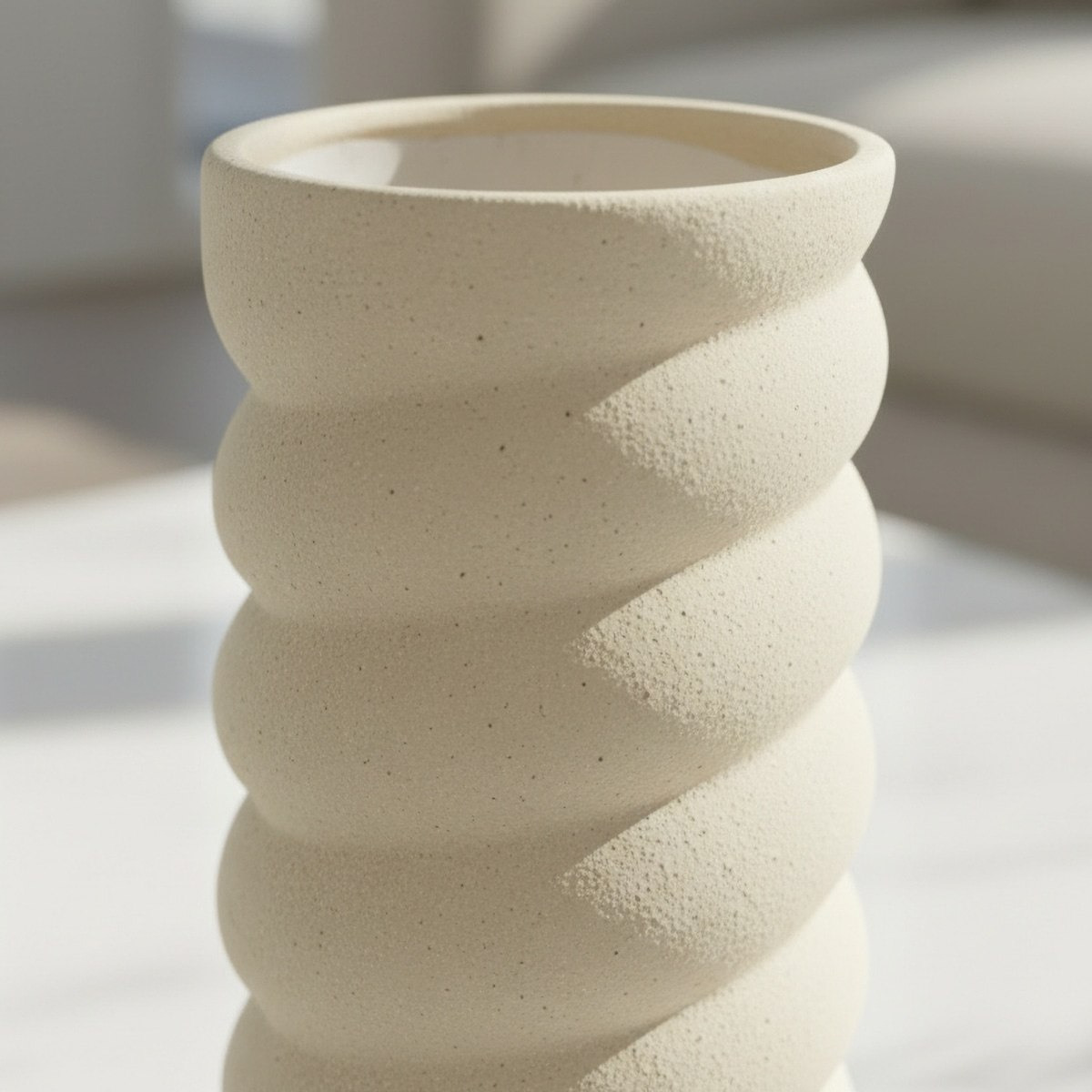 Sansa Riwaq Umber Ceramic Decorative Vase - 12x12x34.5 cm-hbxbedroom-decorandaccessories-vases-image-2