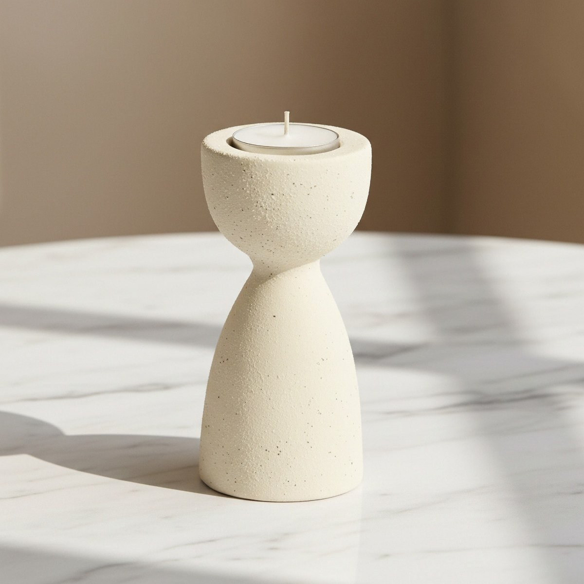 Umber Sansa Riwaq Ceramic Decorative T-light Candleholder - 6.5x6.5x13.5 cm-hbxlivingroom-decorandaccessories-candleholders-image-1