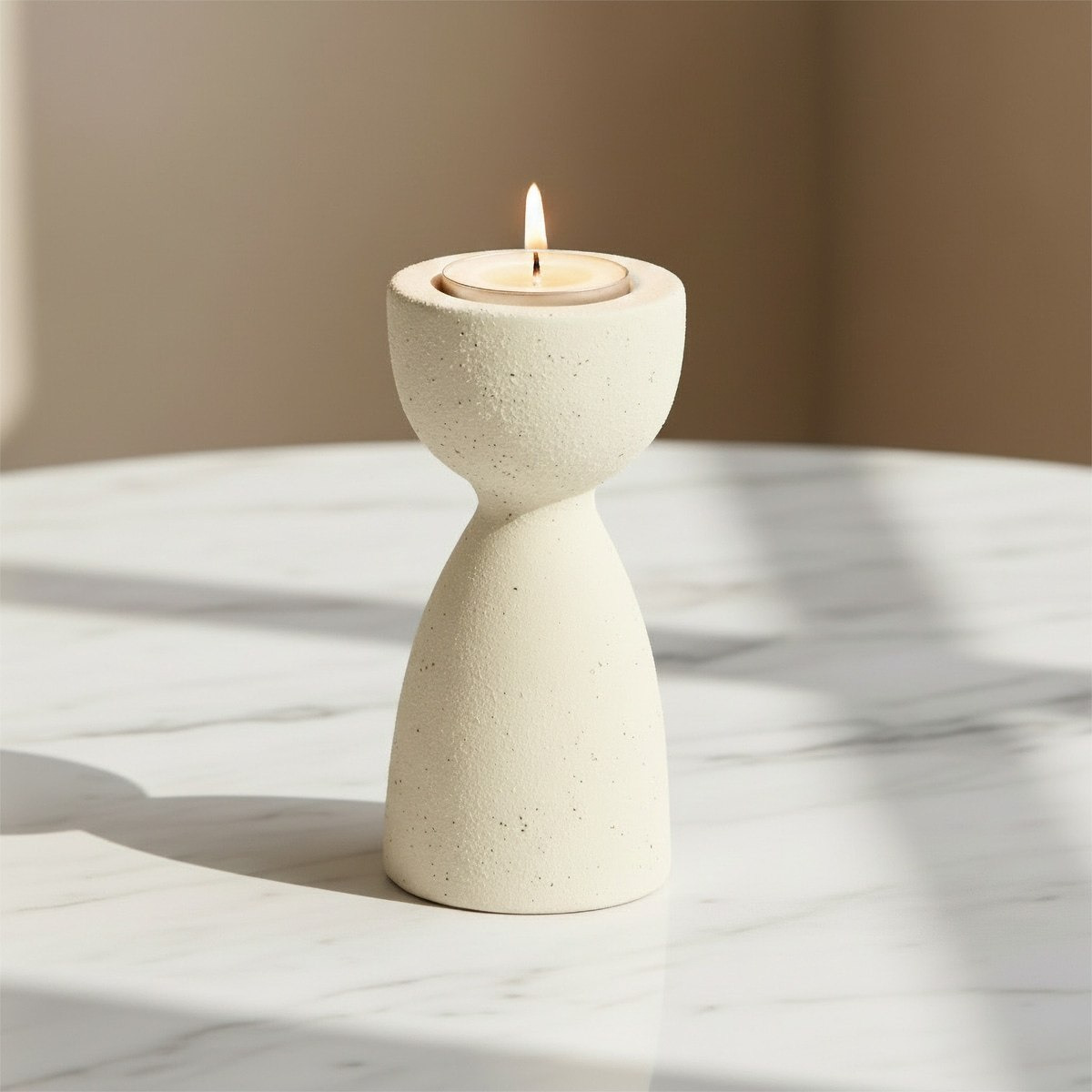 Umber Sansa Riwaq Ceramic Decorative T-light Candleholder - 6.5x6.5x13.5 cm-hbxlivingroom-decorandaccessories-candleholders-image-2