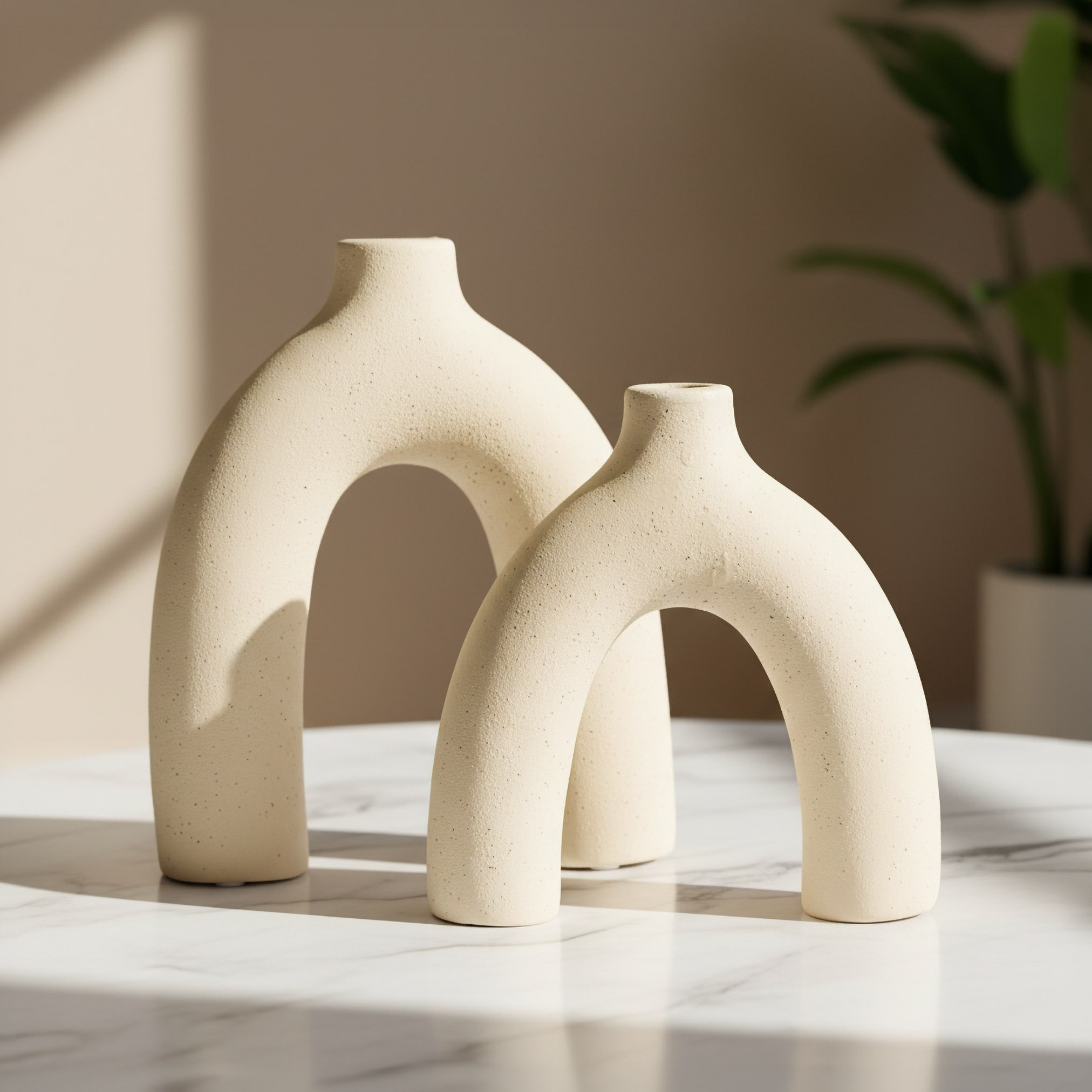 Sansa Riwaq Umber 2-Piece Ceramic Decorative Vase Set - 25x10x22.5 cm-hbxbedroom-decorandaccessories-vases-image-1