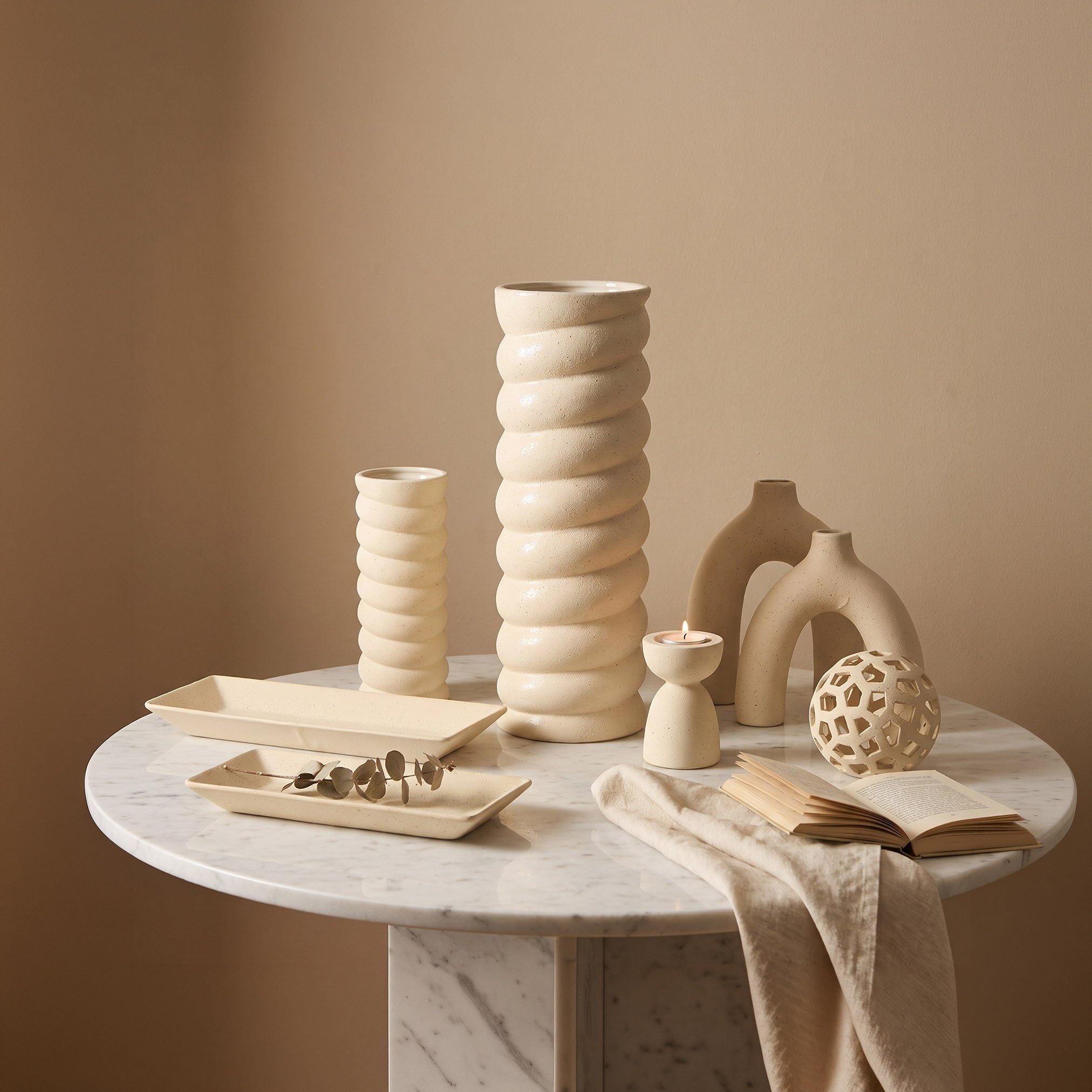 Sansa Riwaq Umber 2-Piece Ceramic Decorative Vase Set - 25x10x22.5 cm-hbxbedroom-decorandaccessories-vases-image-4