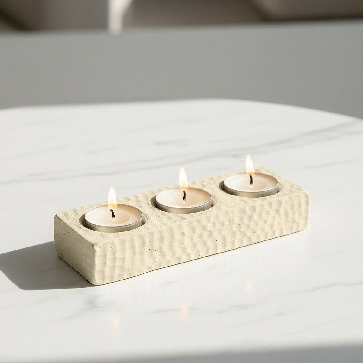 Umber Sansa Riwaq Ceramic Decorative T-light Candle Holder - 18x6x3.5 cm-hbxlivingroom-decorandaccessories-candleholders-image-2