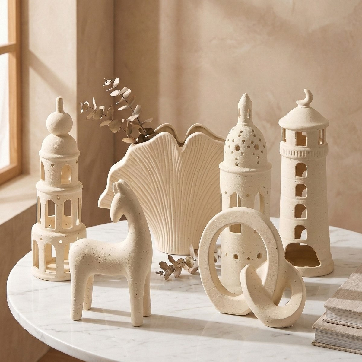 Umber Sansa Riwaq Ceramic Decorative Minaret Accent - 11.5x11.5x33.5 cm-hbxhomeware-homedecor-figurinesandornaments-image-4