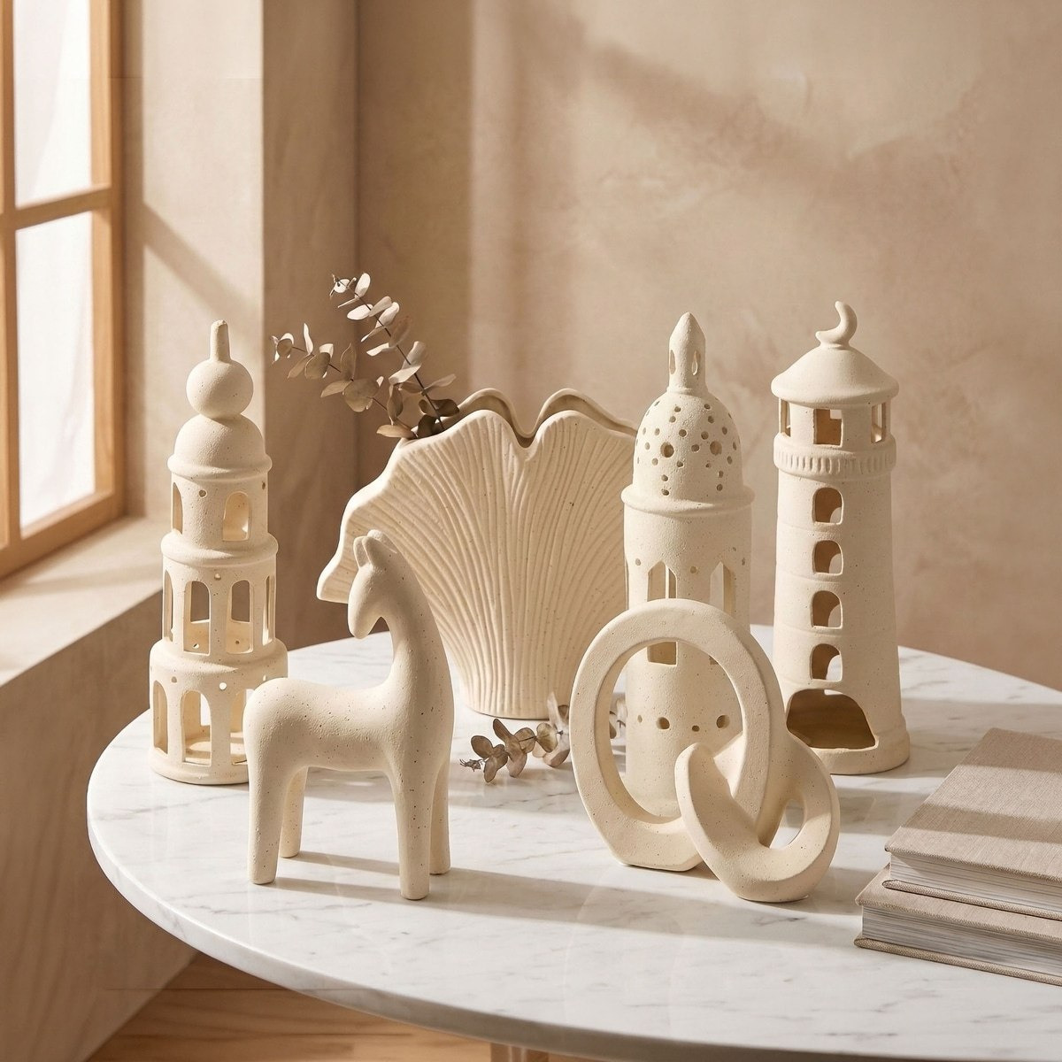 Umber Sansa Riwaq Ceramic Decorative Minaret Accent - 9.5x9.5x34.2 cm-hbxhomeware-homedecor-figurinesandornaments-image-4