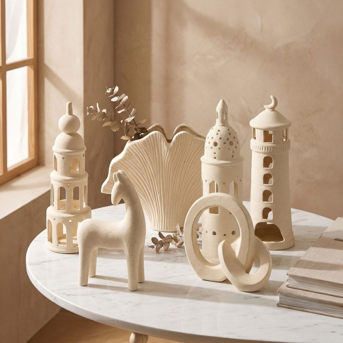 Umber Sansa Riwaq Ceramic Decorative Minaret Accent - 9.5x9.5x30.5 cm-hbxhomeware-homedecor-figurinesandornaments-image-4
