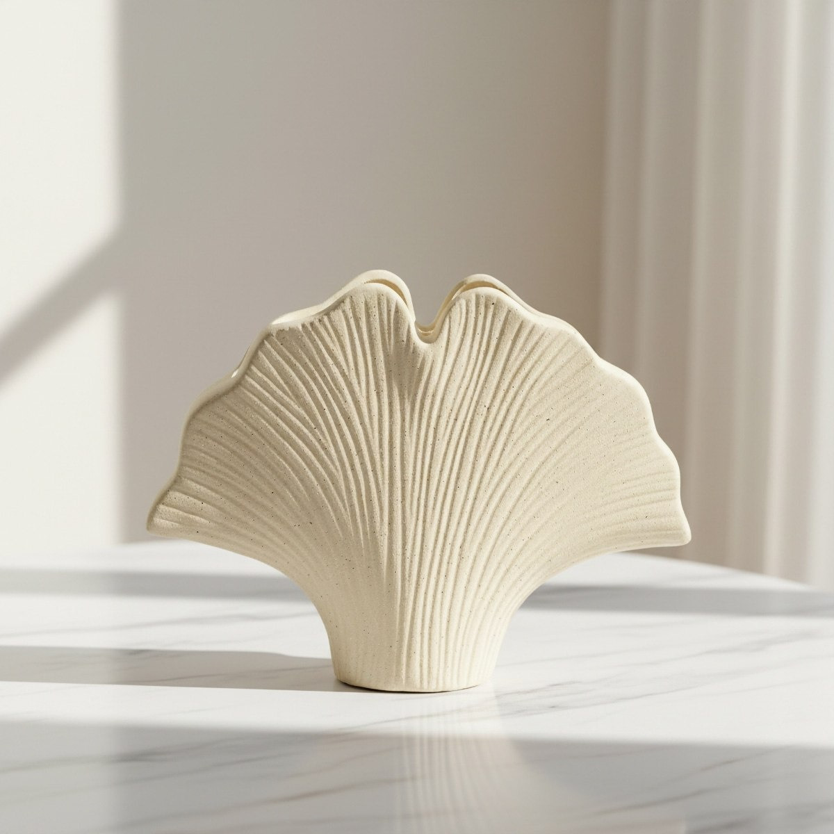 Sansa Riwaq Umber Ceramic Decorative Ginkgo Leaf Vase - 29.5x7.5x22 cm-hbxbedroom-decorandaccessories-vases-image-1