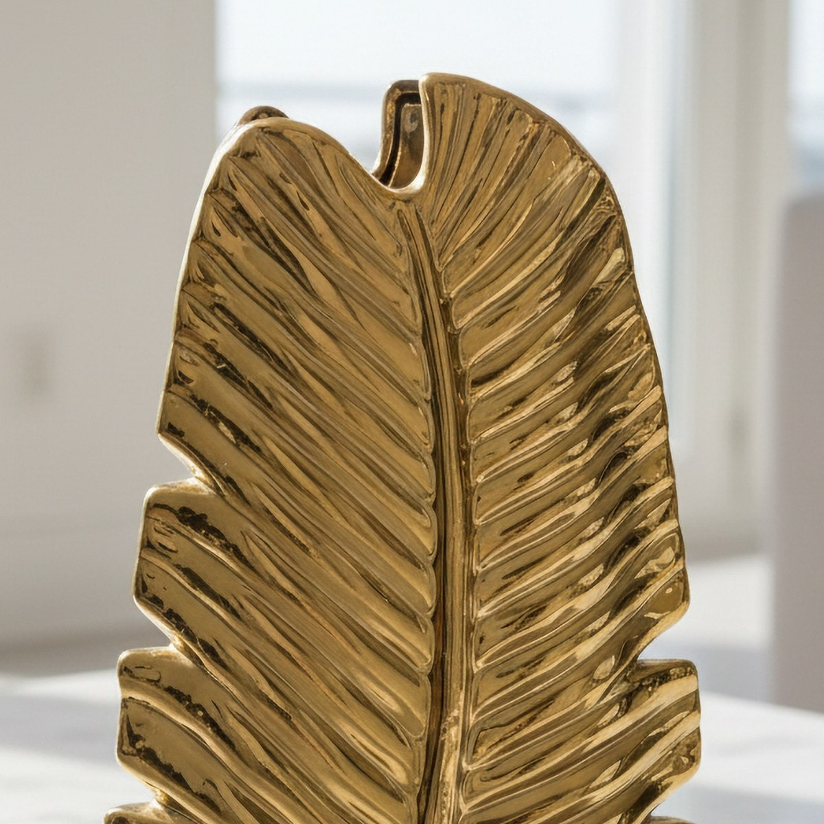 Aurum Sansa-Dune Ceramic Decorative Leaf Vase - 19x7.5x31 cm-hbxbedroom-decorandaccessories-vases-image-2