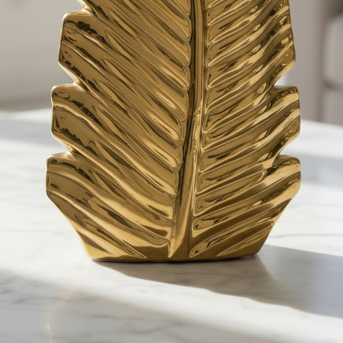 Aurum Sansa-Dune Ceramic Decorative Leaf Vase - 19x7.5x31 cm-hbxbedroom-decorandaccessories-vases-image-3
