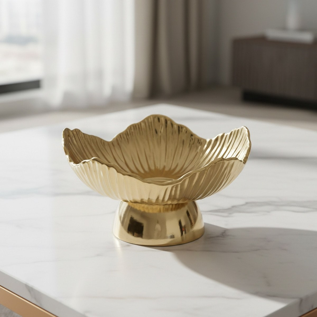 Aurum Sansa Dune Ceramic Decorative Footed Bowl - 24.5x24.5x13 cm-hbxdecorandfurnishings-homeaccessories-bowls-image-1