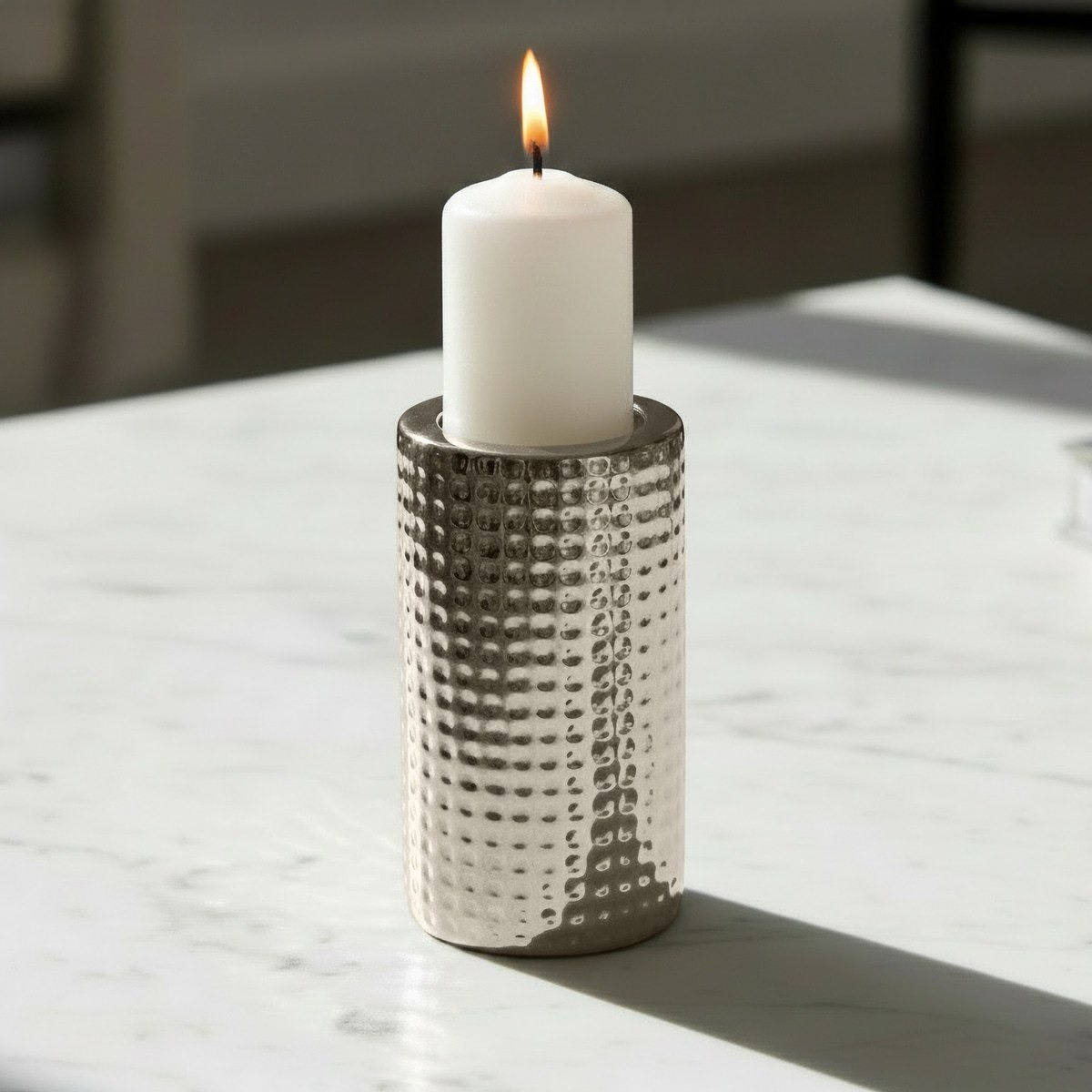 Aurum Sansa-Dune Ceramic Decorative Pillar Candleholder - 6.5x6.5x11 cm-hbxlivingroom-decorandaccessories-candleholders-image-2