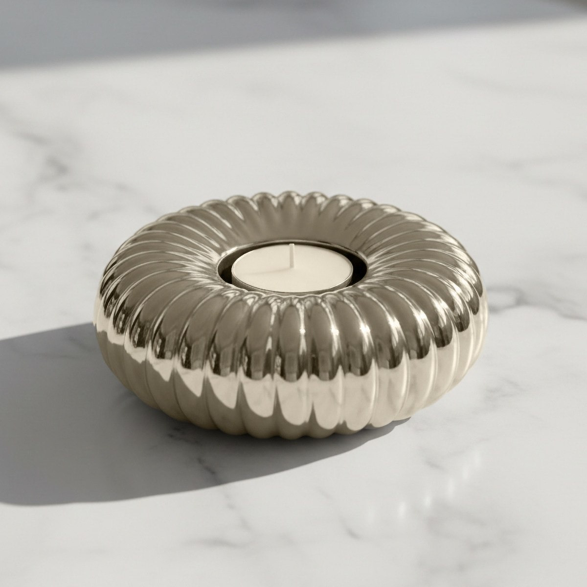 Aurum Sansa Dune Ceramic Decorative Tealight Candle Holder - 12.5x12.5x5 cm-hbxlivingroom-decorandaccessories-candleholders-image-1