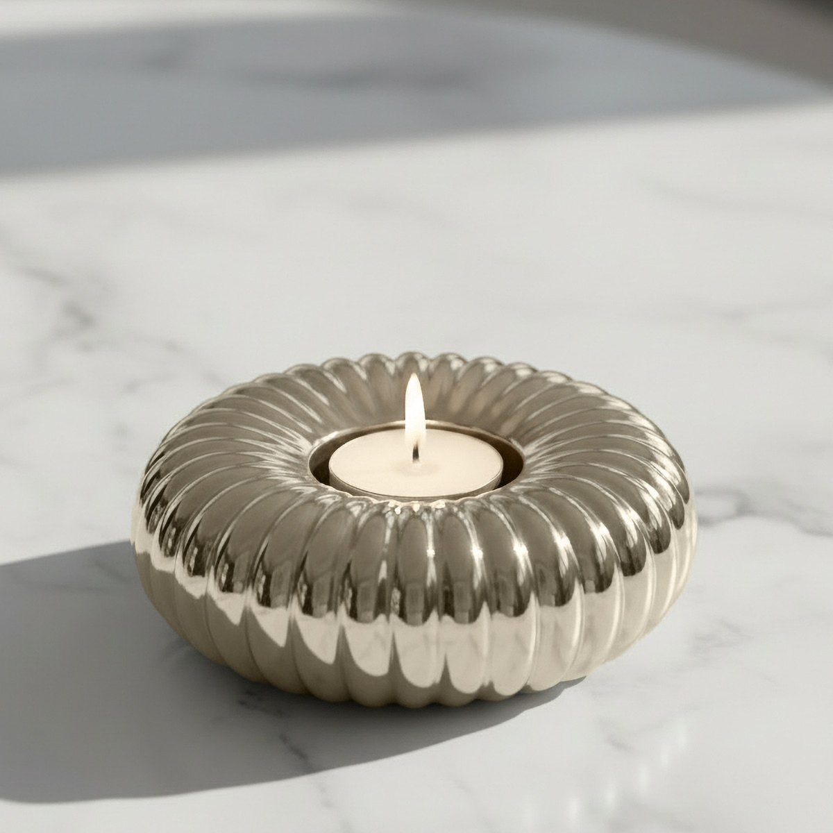 Aurum Sansa Dune Ceramic Decorative Tealight Candle Holder - 12.5x12.5x5 cm-hbxlivingroom-decorandaccessories-candleholders-image-2