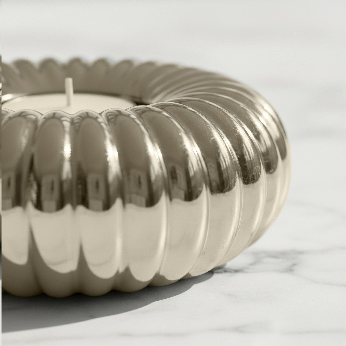 Aurum Sansa Dune Ceramic Decorative Tealight Candle Holder - 12.5x12.5x5 cm-hbxlivingroom-decorandaccessories-candleholders-image-4