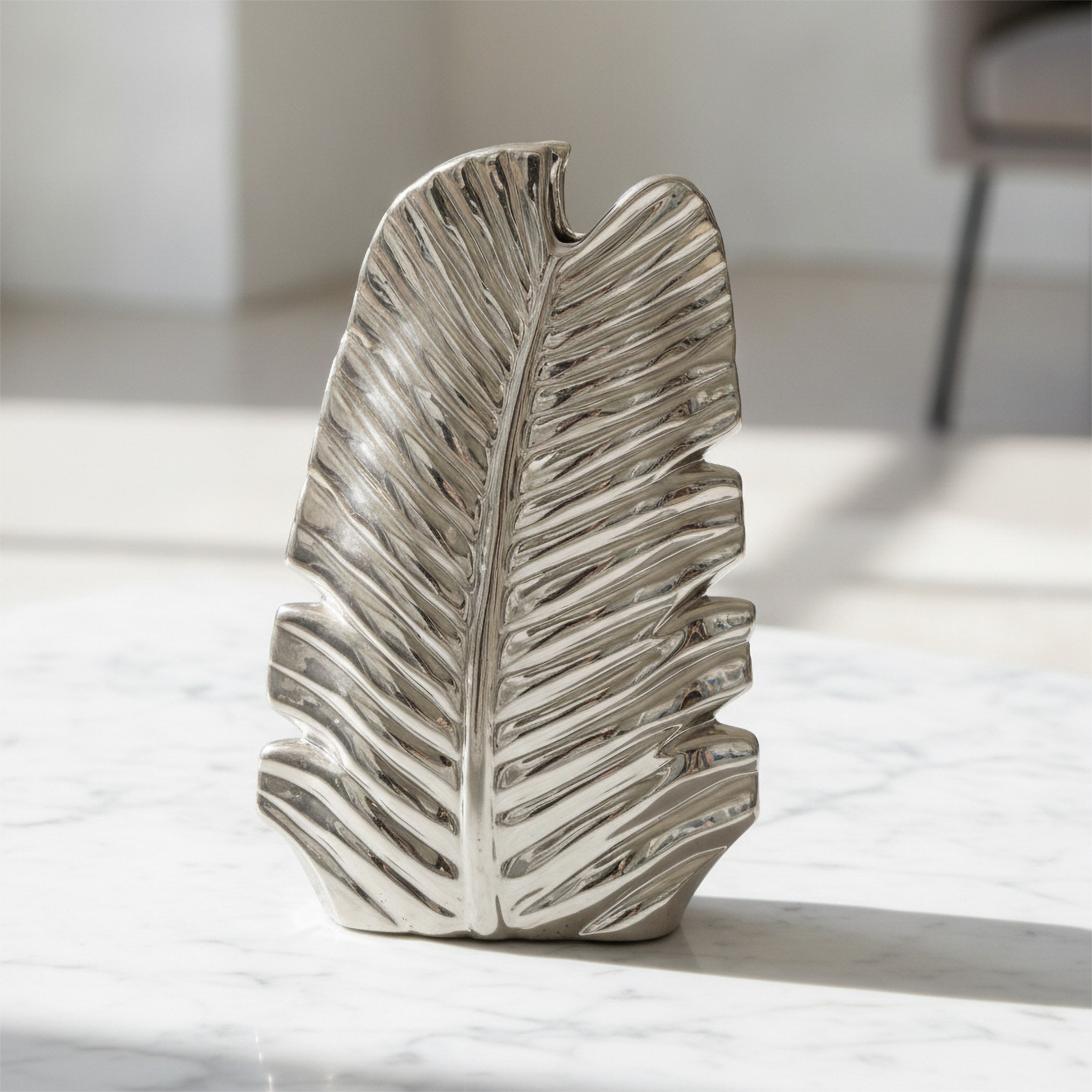 Aurum Sansa Dune Ceramic Decorative Leaf Vase - 19x7.5x31 cm-hbxbedroom-decorandaccessories-vases-image-1