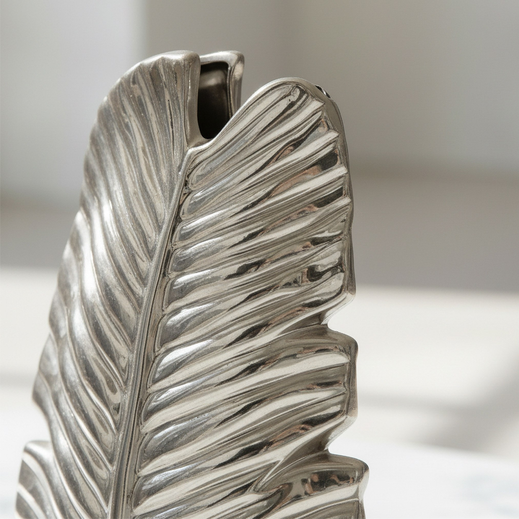 Aurum Sansa Dune Ceramic Decorative Leaf Vase - 19x7.5x31 cm-hbxbedroom-decorandaccessories-vases-image-2