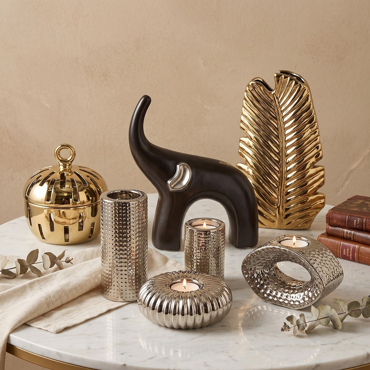 Aurum Sansa Dune Ceramic Decorative Elephant Accent - 20x8x22.5 cm-hbxhomeware-homedecor-figurinesandornaments-image-4
