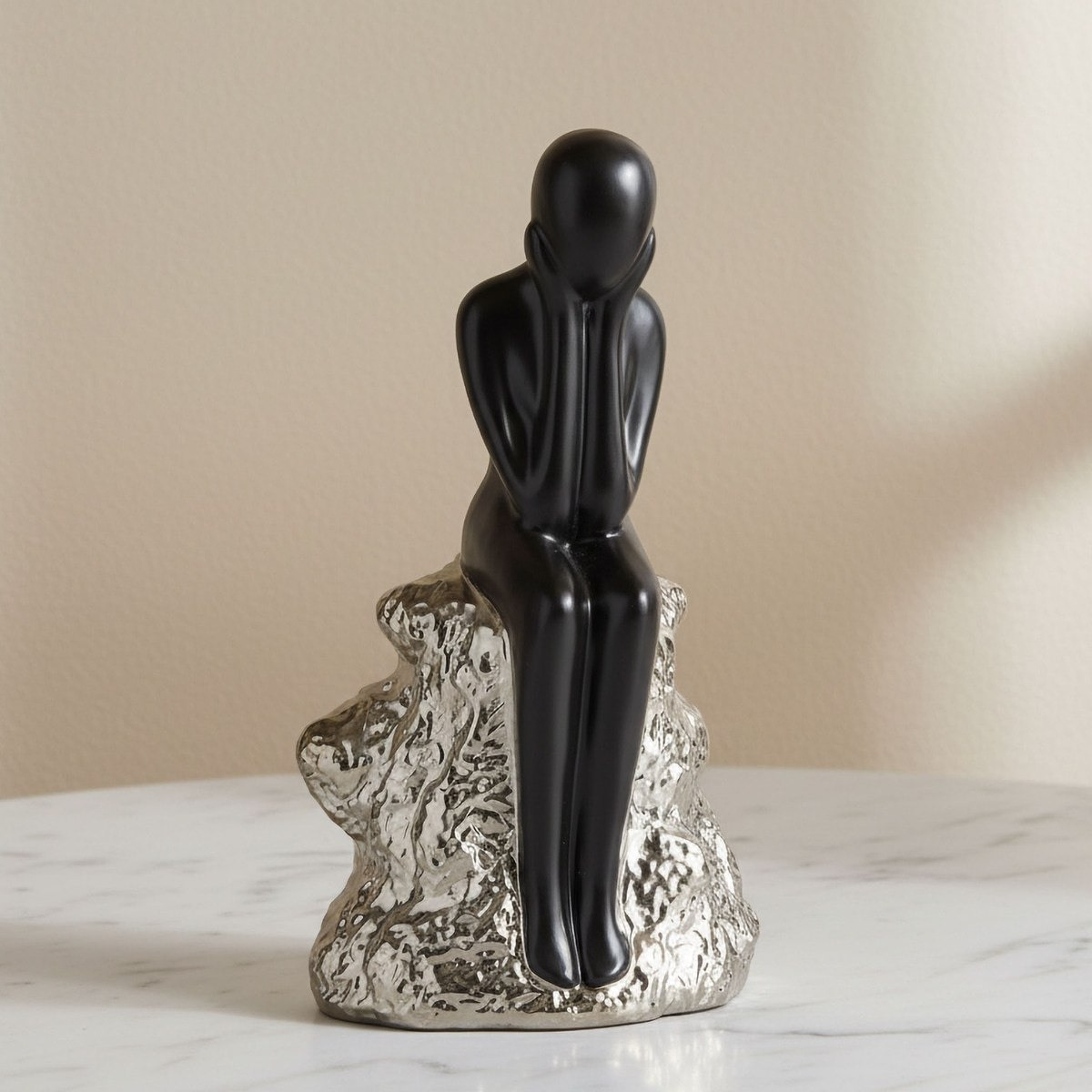 Aurum Sansa Dune Ceramic Decorative Sitting Man Accent - 19x12x35 cm-hbxhomeware-homedecor-figurinesandornaments-image-1