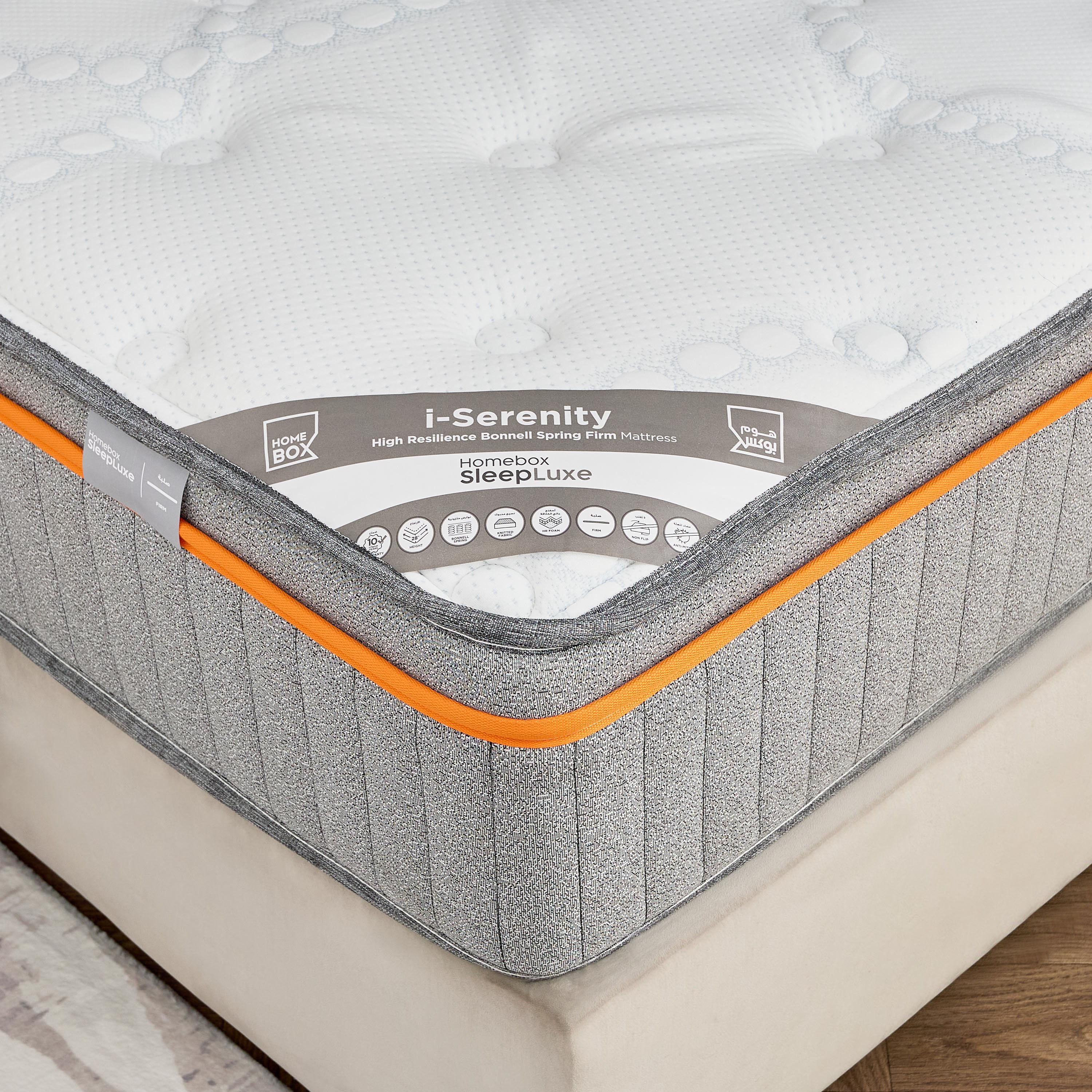 iSerenity High Resilience Bonnell Spring Firm King Mattress - 180x210x28 cm-hbxfurniture-mattresses-king-image-2