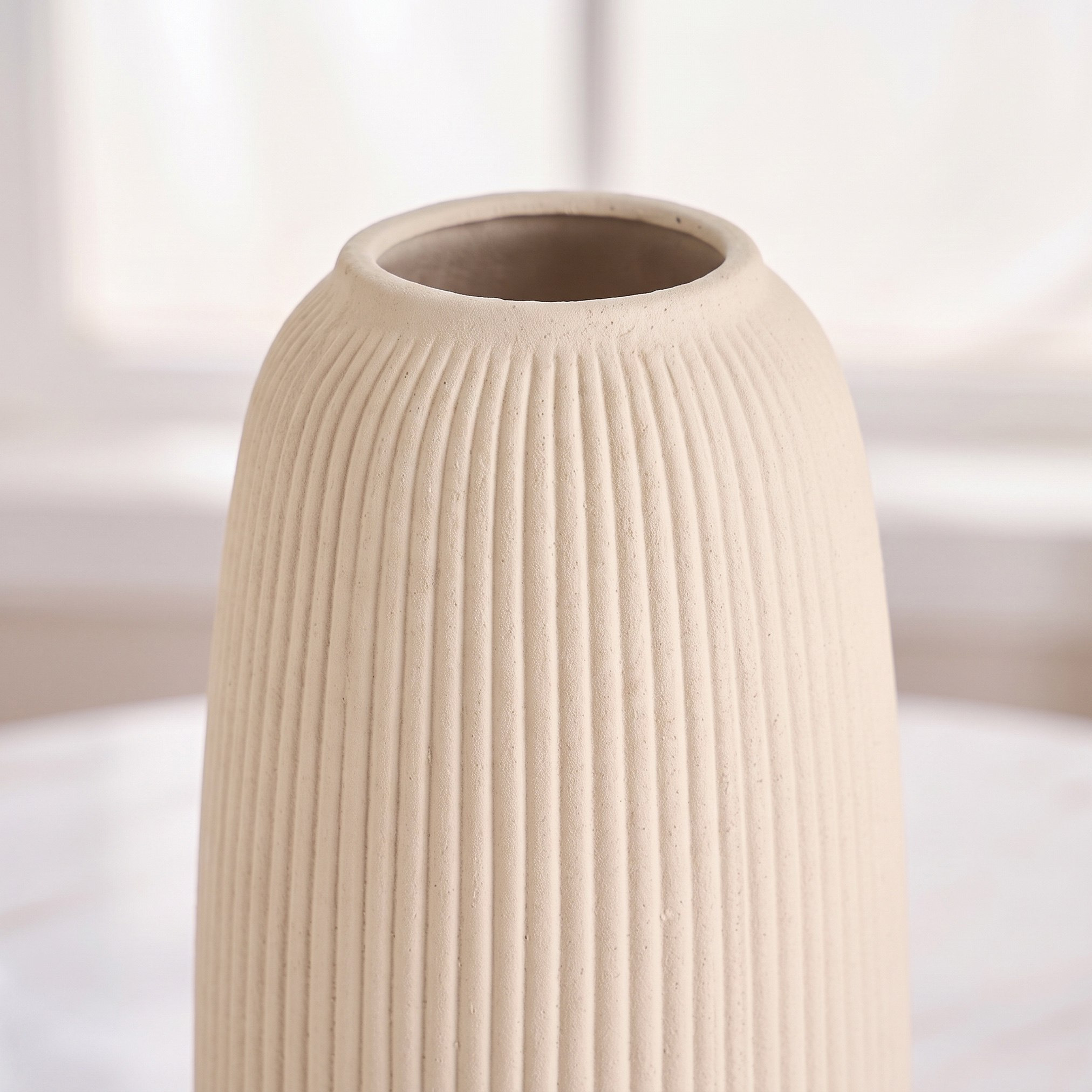 Audrey Madison Decorative Fluted Texture Ceramic Vase - 18.5x18.5x37 cm-hbxbedroom-decorandaccessories-vases-image-2