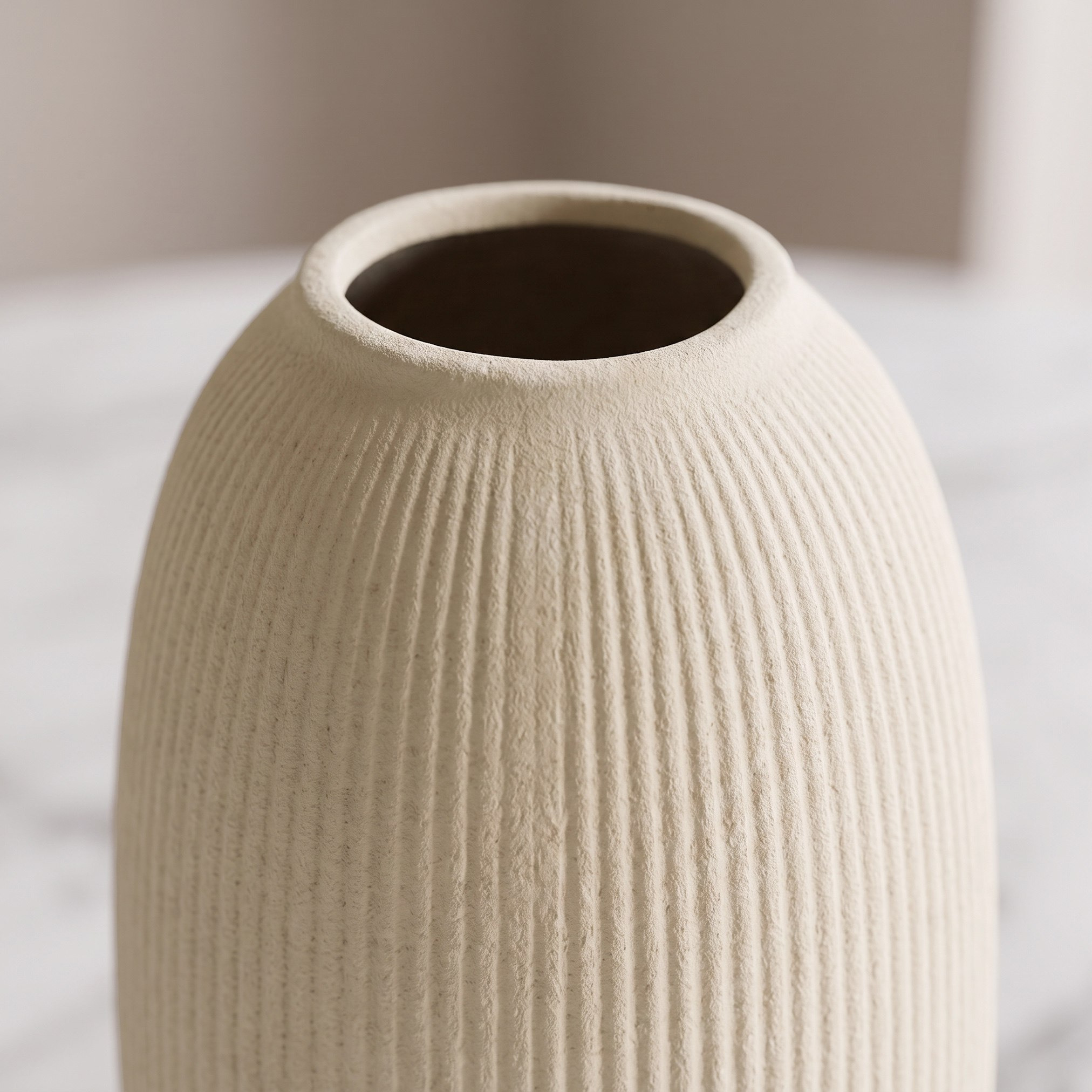 Audrey Madison Decorative Fluted Texture Ceramic Vase - 14.5x14.5x30 cm-hbxbedroom-decorandaccessories-vases-image-2