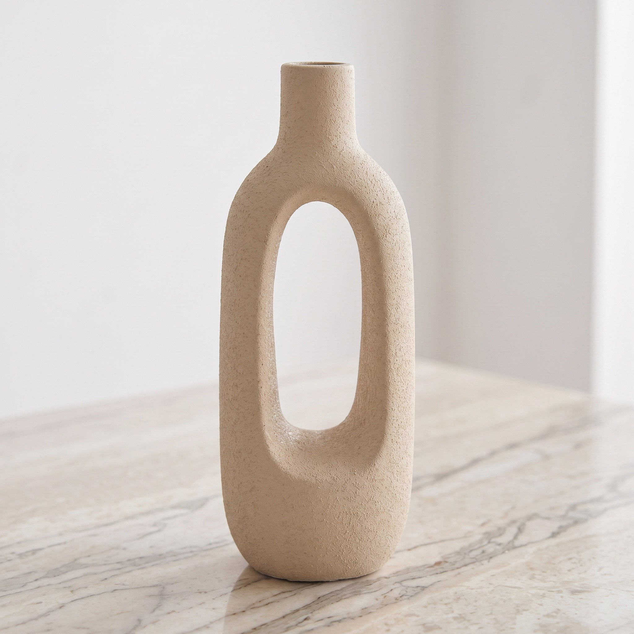Audrey Madison Decorative Ceramic Oval Hollow Vase - 10.5x8x27 cm-hbxbedroom-decorandaccessories-vases-image-1