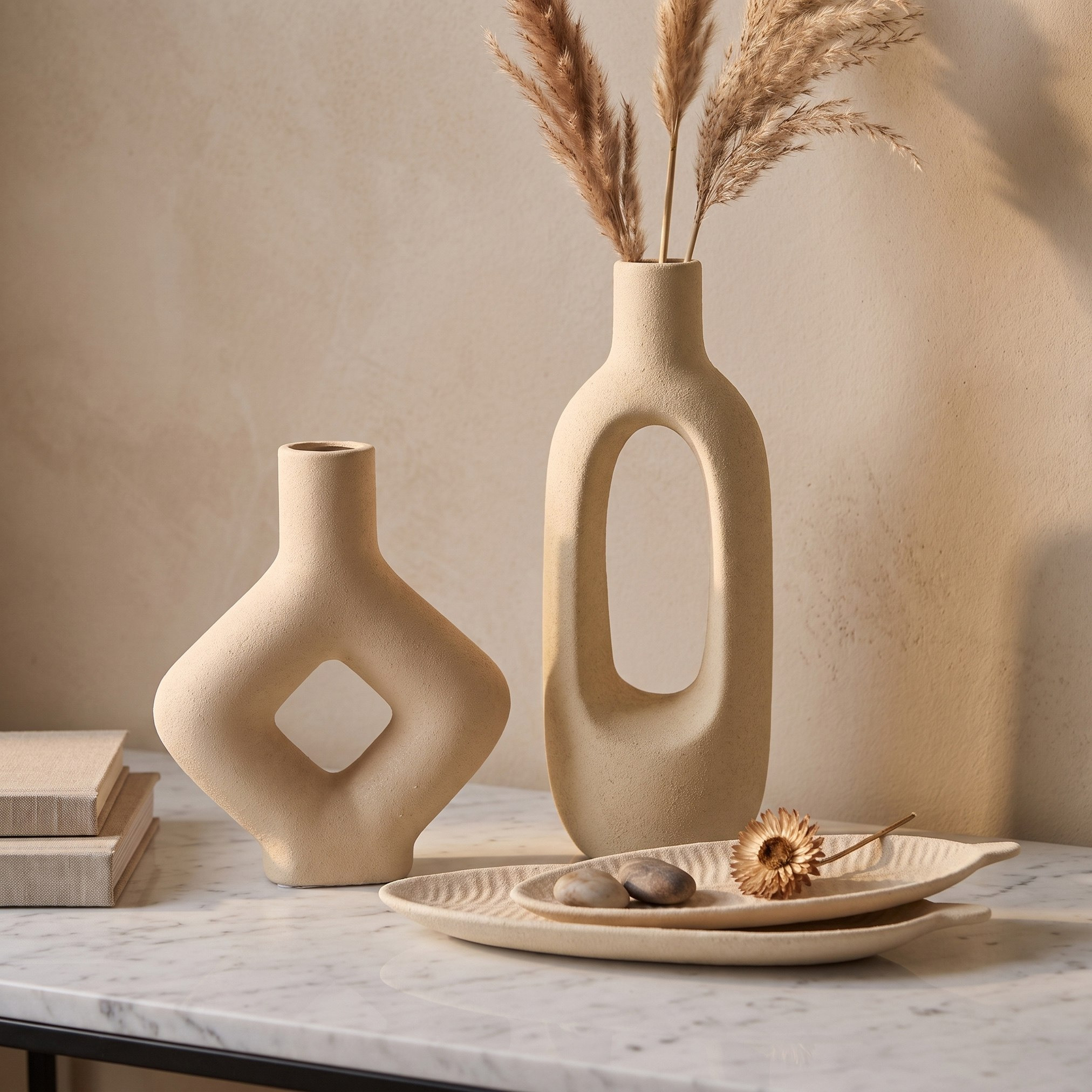 Audrey Madison Decorative Ceramic Oval Hollow Vase - 10.5x8x27 cm-hbxbedroom-decorandaccessories-vases-image-4