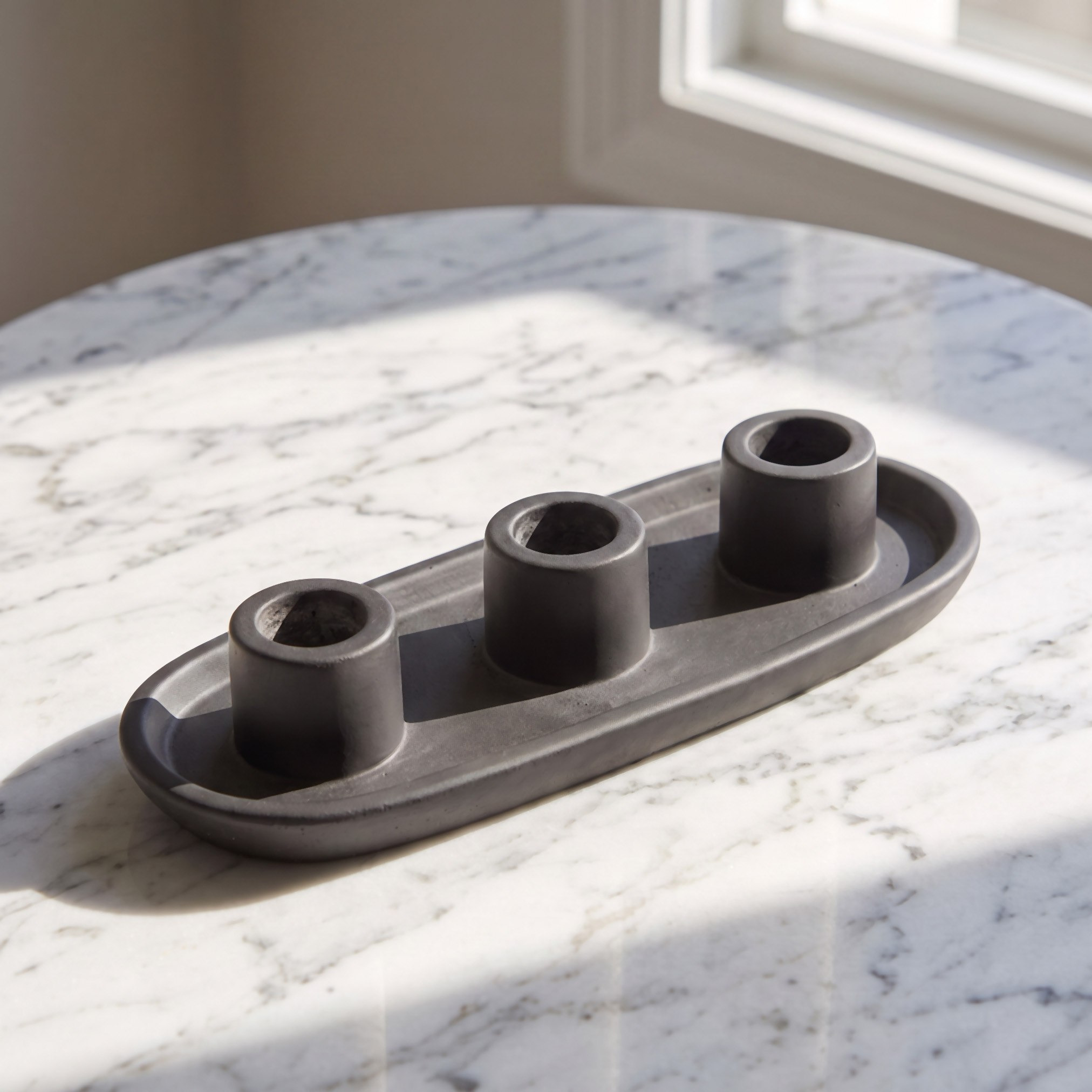 Audrey-Madison Decorative Cement 3-Taper Candleholder - 23x9x4.5 cm-hbxlivingroom-decorandaccessories-candleholders-image-3