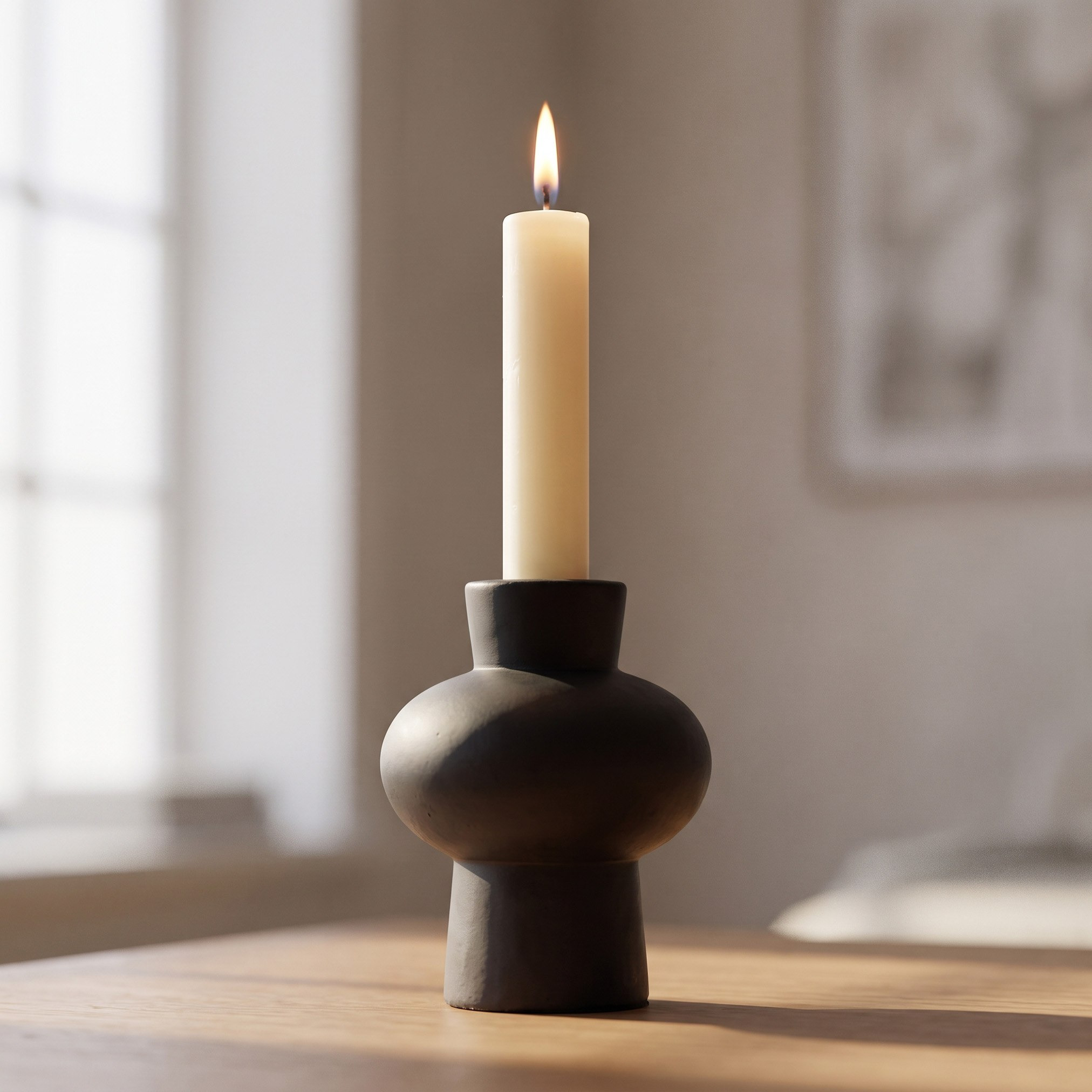 Audrey-Madison Decorative Cement Chunky Taper Candleholder - 10x10x12.5 cm-hbxlivingroom-decorandaccessories-candleholders-image-2